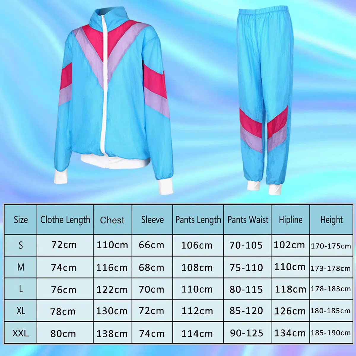 80er Jahre Kostüm Herren Trainingsanzug Jacke Hose Anzug 80er Accessoire 90er 80er Jahre Outfit 80er Jahre Kleidung Herren Damen New Kids Kostüm 80iger Schlagerparty Bad Taste Outfit Paare Karneval(M)