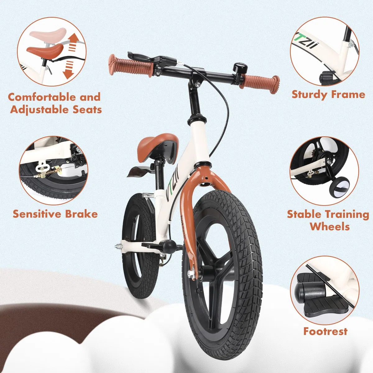 Laufrad 2 in 1 Kinderfahrrad für Kinder ab 2 3 4 5 6 7 Jahre,mit Bremse Stützräder Pedalen,12 14 16 Zoll Kinderlaufrad