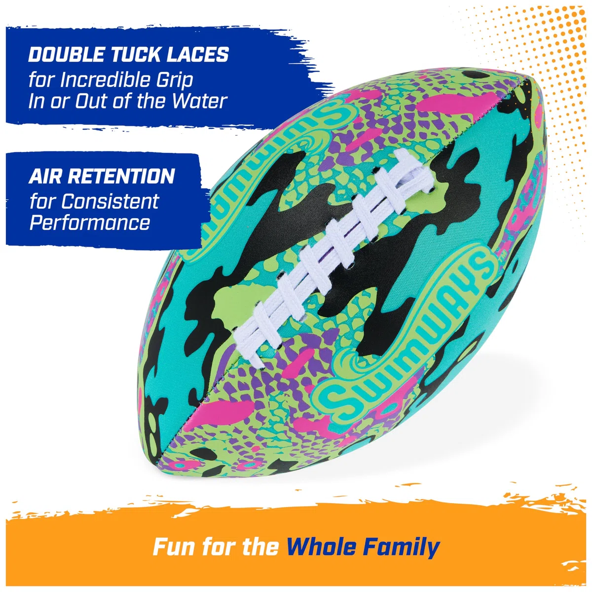 Swimways Hydro wasserdichter Fußball, Outdoor-Spiele für Erwachsene und Kinder, Schwimmbadzubehör und Pool-Partyspiele, 24 cm, Orange