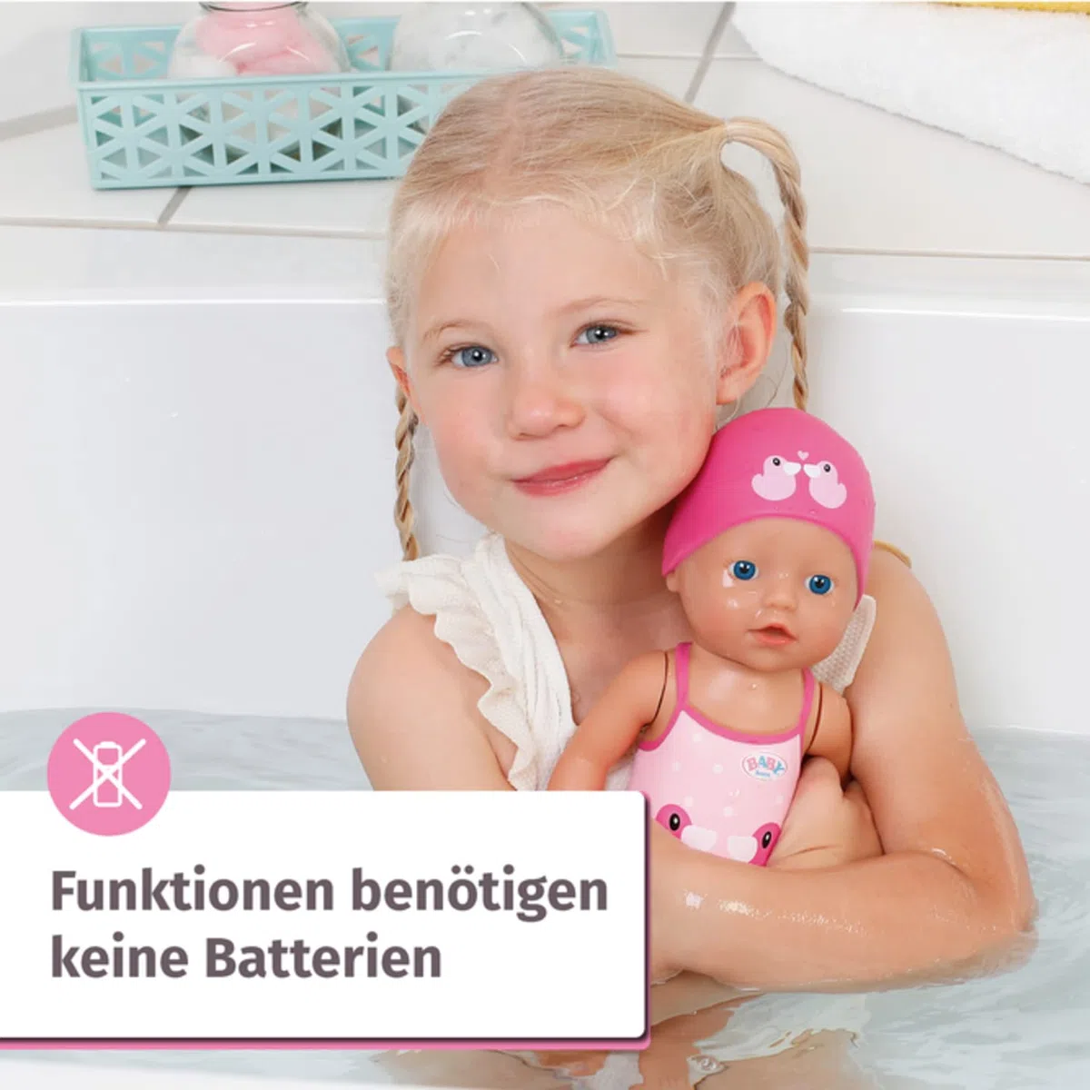 BABY Born Schwimmende Lizzie 30cm, Aufzieh-Badepuppe, wasserfest, funktioniert ohne Batterien, 30 cm große Puppe, 835302 Zapf Creation