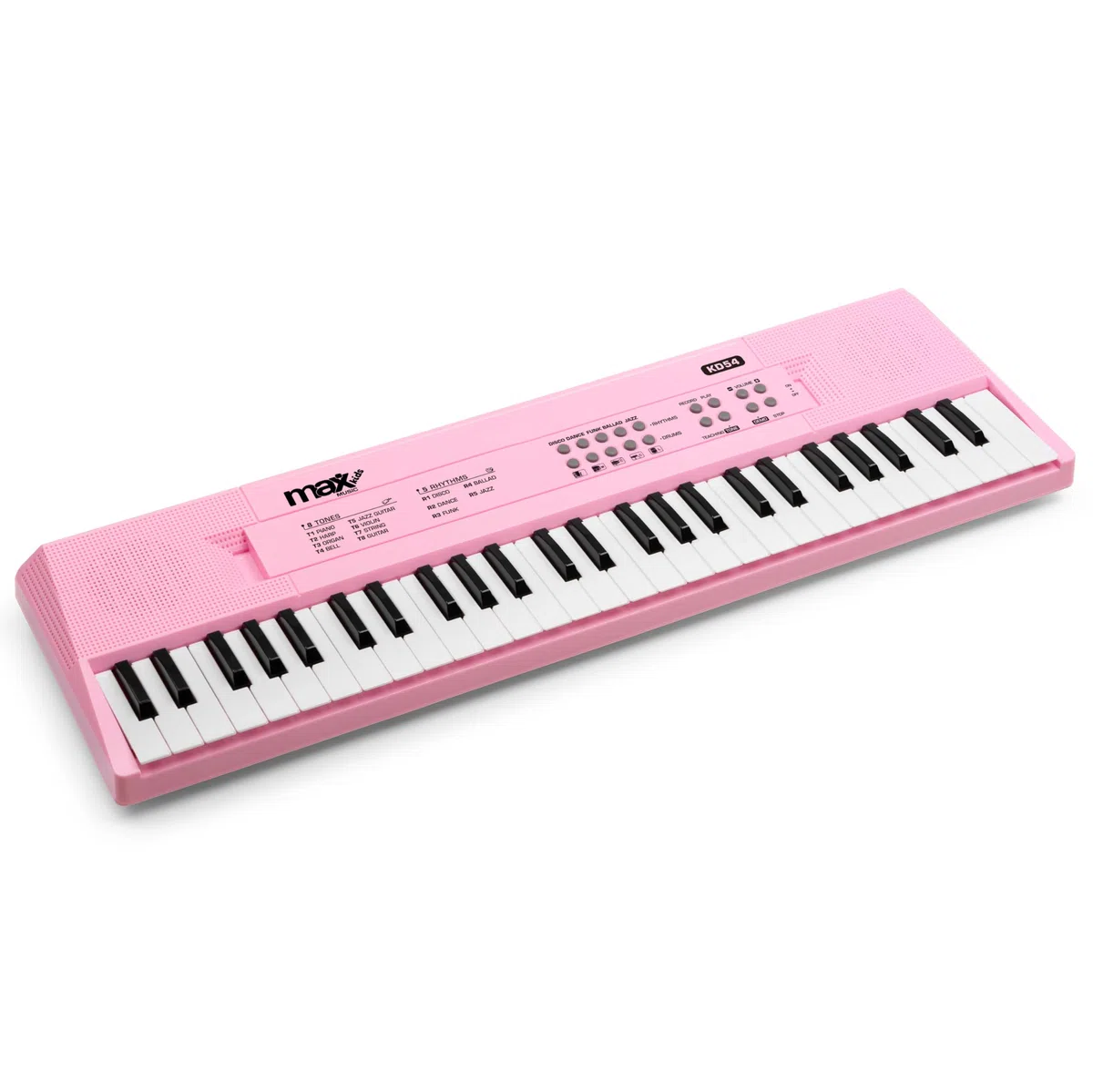 MAX KD54P - Kinder Keyboard mit Mikrofon, 54 Tasten, 8 Klangarten, 5 Rhythmen & Sounds, Klavier mit Aufnahmefunktion, 8h Akku - E Piano Kids, Keyboard Piano Spielzeug für Kinder ab 6 Jahre