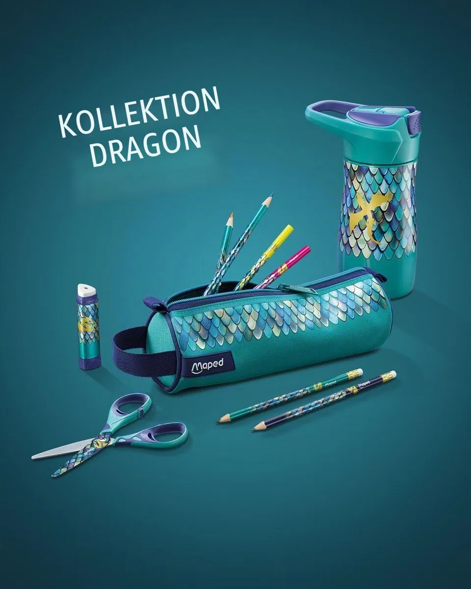 Maped - Display Zähler 20 Spitzer Shaker Dragon – 2 Löcher – mit Tank – ergonomischer Anspitzer – Display fertig zum Gebrauch