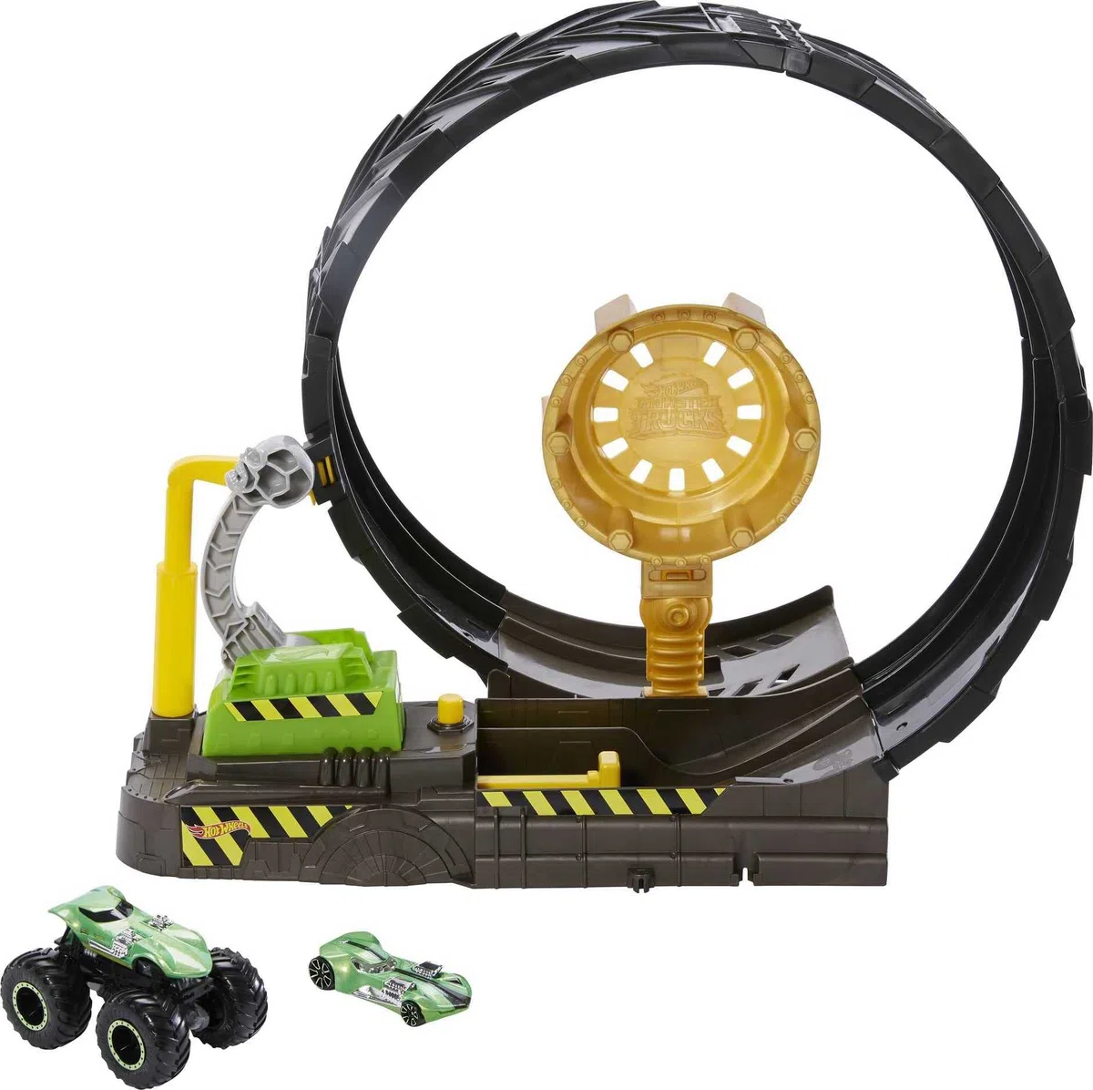 Hot Wheels HBH70 - Monster Trucks Looping-Challenge Spielset mit 1 Monster Truck und 1 Hot-Wheels-Fahrzeug im Maßstab 1:64, Spielzeug Autorennbahn für Kinder von 4 bis 8 Jahre