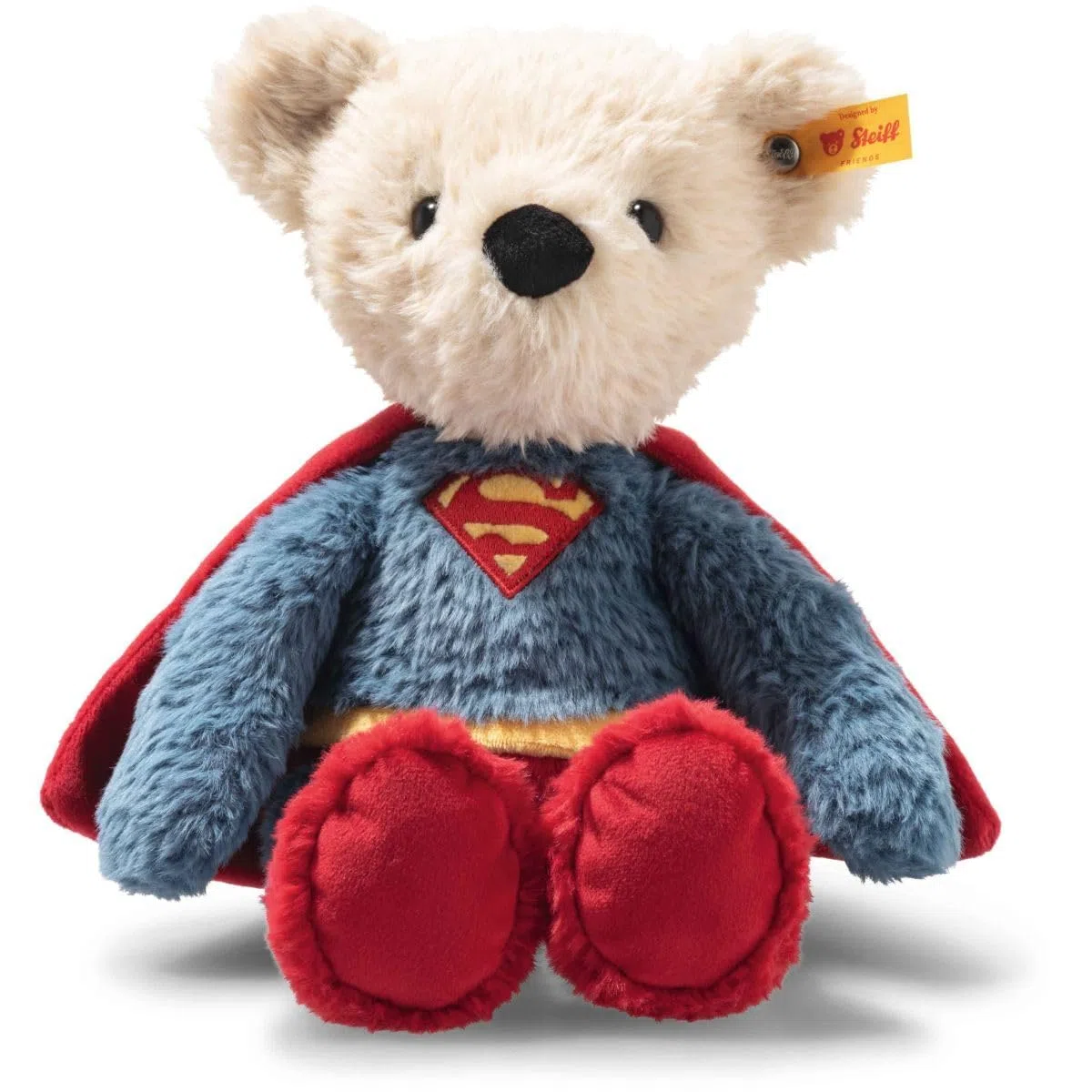 Steiff Teddybär Superman 29cm bunt, Kuscheltier Superheld, ideal für Kinder und Fans, Plüsch Bär im Superman Look, aus kuschelweichem Plüsch, waschmaschinenfest