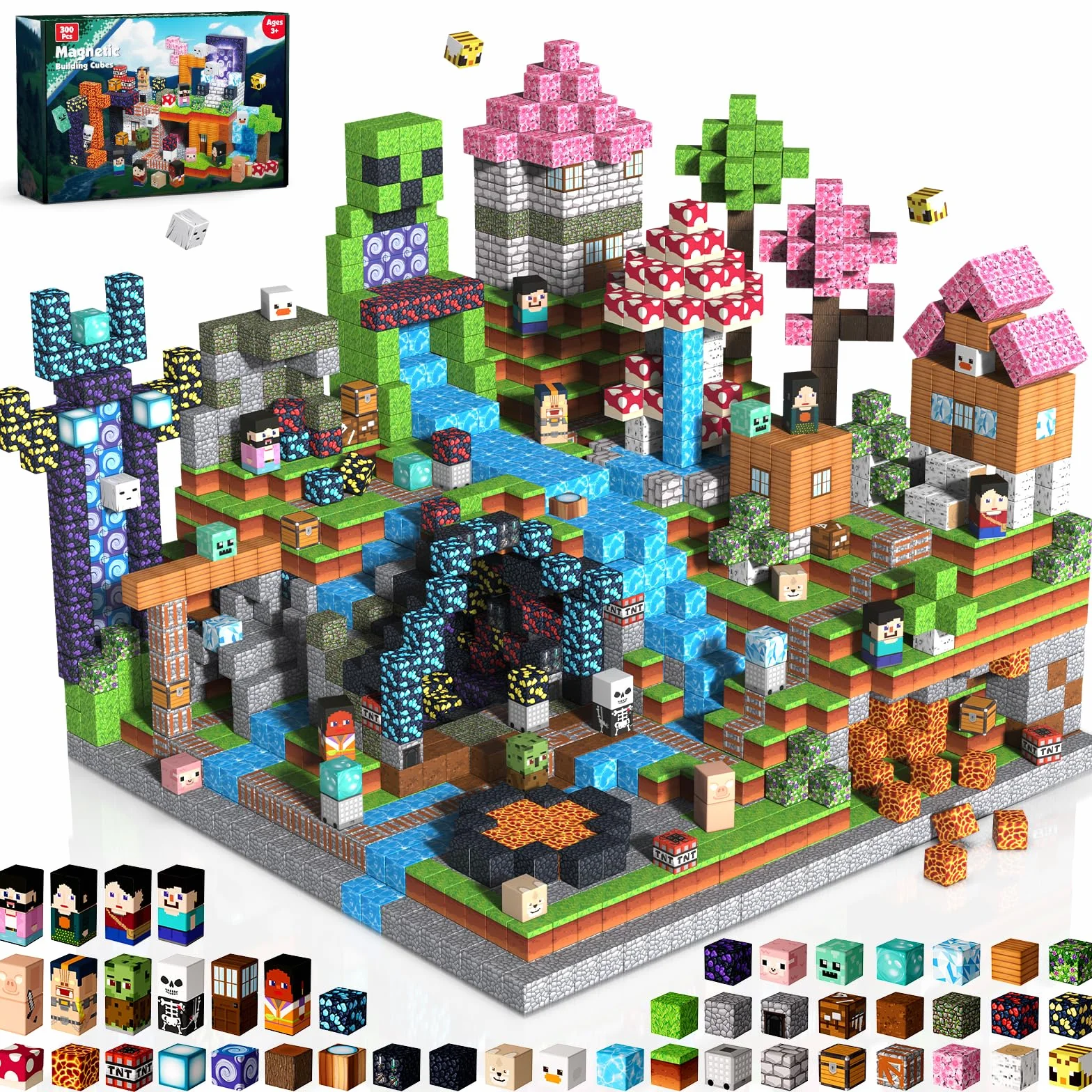 Magneverse Magnetische Bausteine 300 Teile - Abenteuerthema - Baue Dein Abenteuer - Team auf und erlebe gemeinsam fantasievolle Missionen, Magnetbausteine Spielzeug Geschenk für Kinder 4-12 Jahre