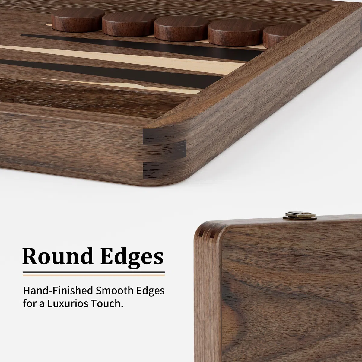 Premium Backgammon-Set aus Schwarznussbaumholz - Luxus-Reisespiel (Mit Würfeln & Verdoppler)