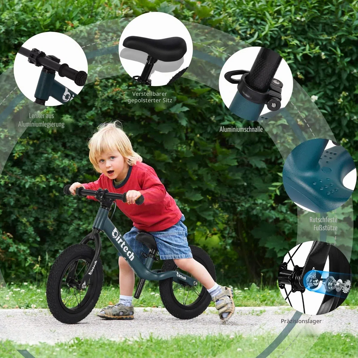 Hello-5ive 12 Zoll Laufrad für 3, 4, 5, 6 Jahre alte Jungen und Mädchen, leichtes Nylonrahmen, Kleinkind-Trainingsrad, ohne Pedalräder für Kinder mit verstellbarem Sitz und Luftreifen