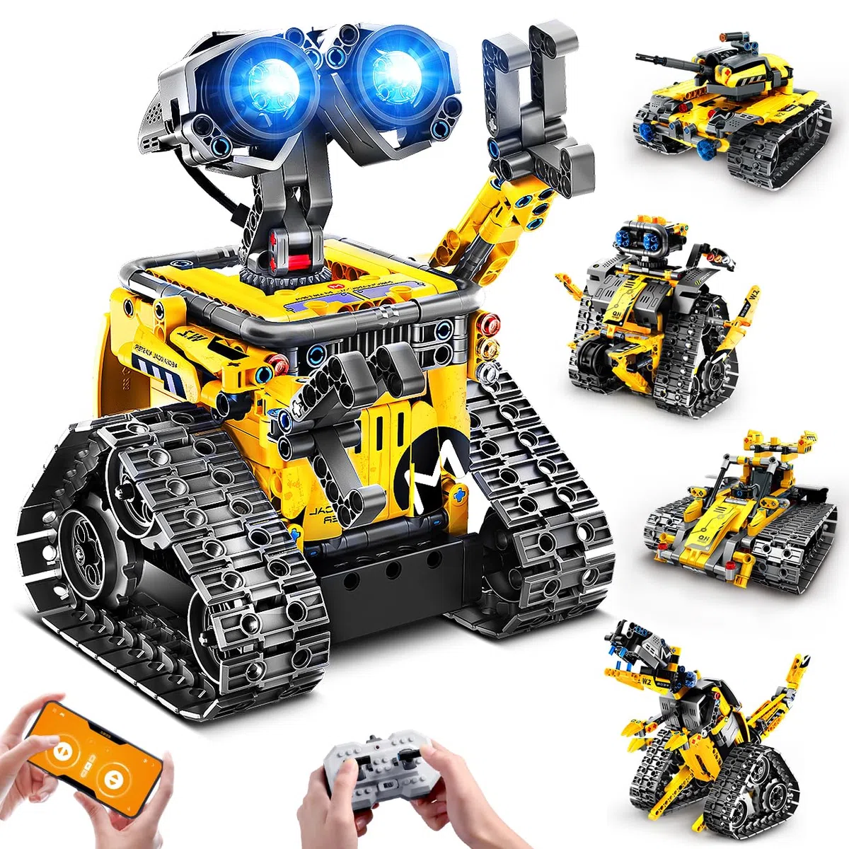 HiWEEGO Technik Roboter für Kinder Bausatz - 5-in-1 mit Fernbedienung und App Steuerung | 520 Stück RC Wall Roboter/Tech Robot Wiederaufladbarer Geschenke für 6-12+ Jahre alte Jungen Mädchen