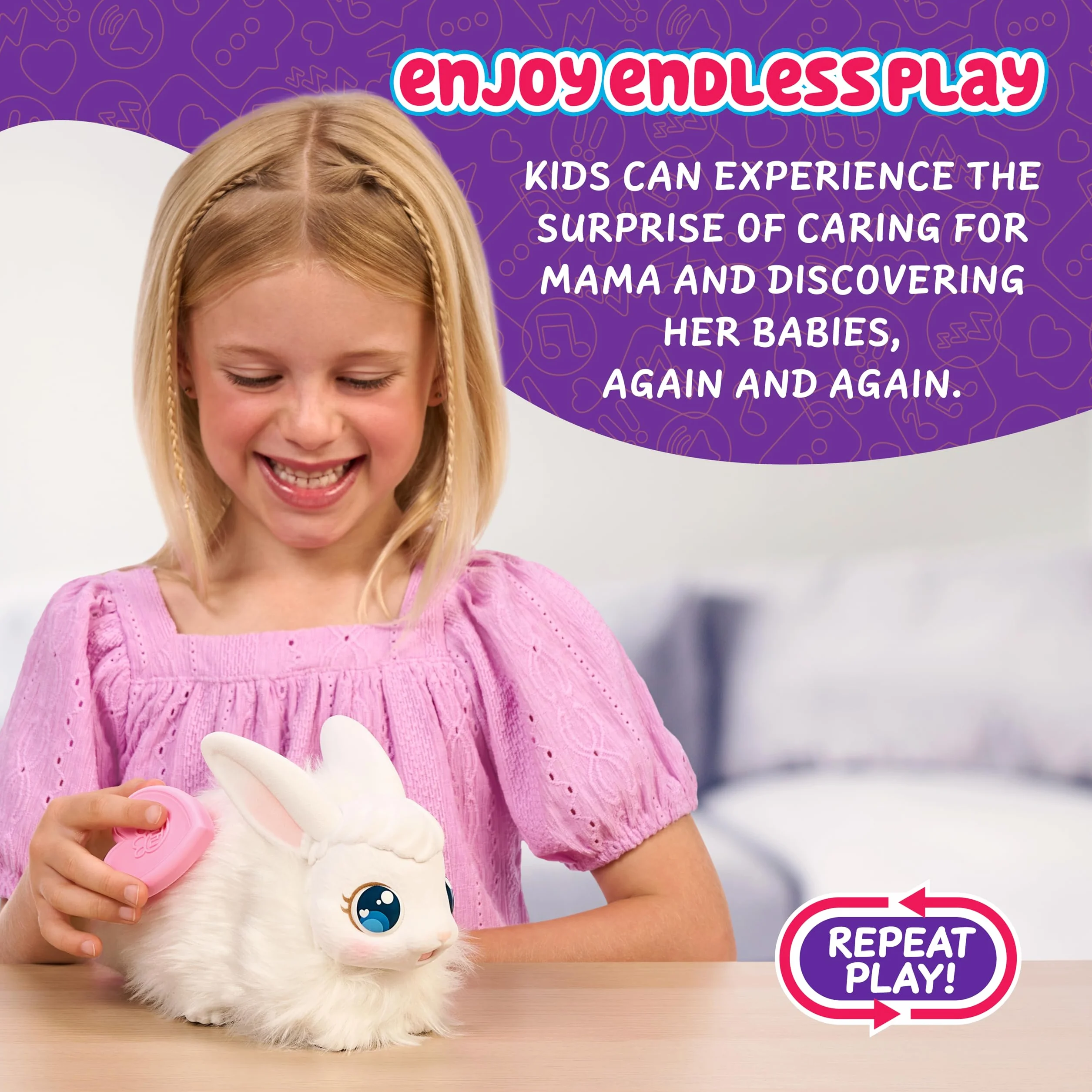 Little Live Pets Mama Surprise Häschen, Mama Häschen zum Füttern & Pflegen – bekommt 3 Babys, Interaktives Spielset mit Mama Häschen & Stall, 20+ Geräusche & Reaktionen, Accessoires zum Stylen