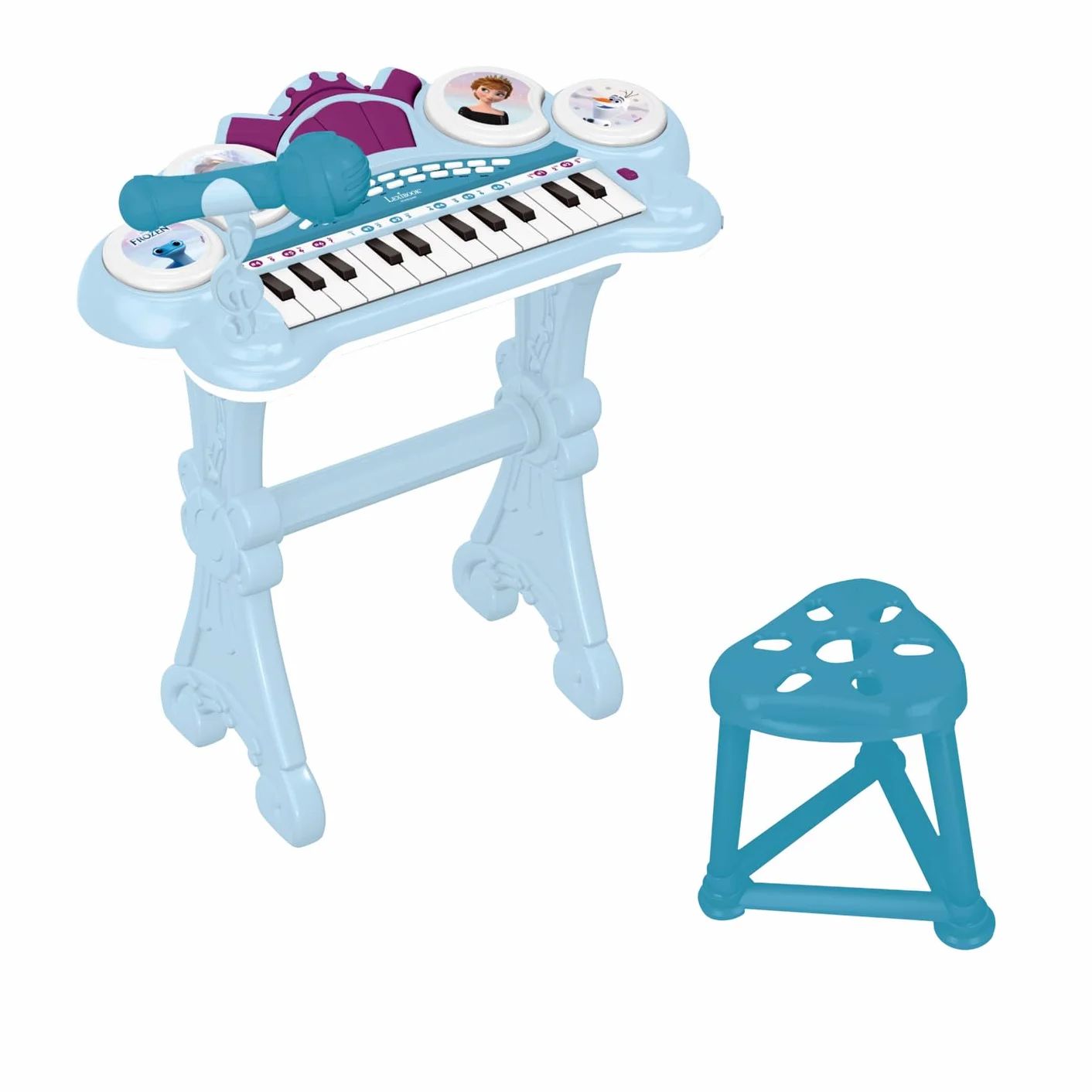 Lexibook, Die Eiskönigin, Elektronisches Keyboard mit Sitz, Mikrofon, MP3-Player, Soundeffekten, Demo-Musikstücken, Blau/Lila, K707FZ