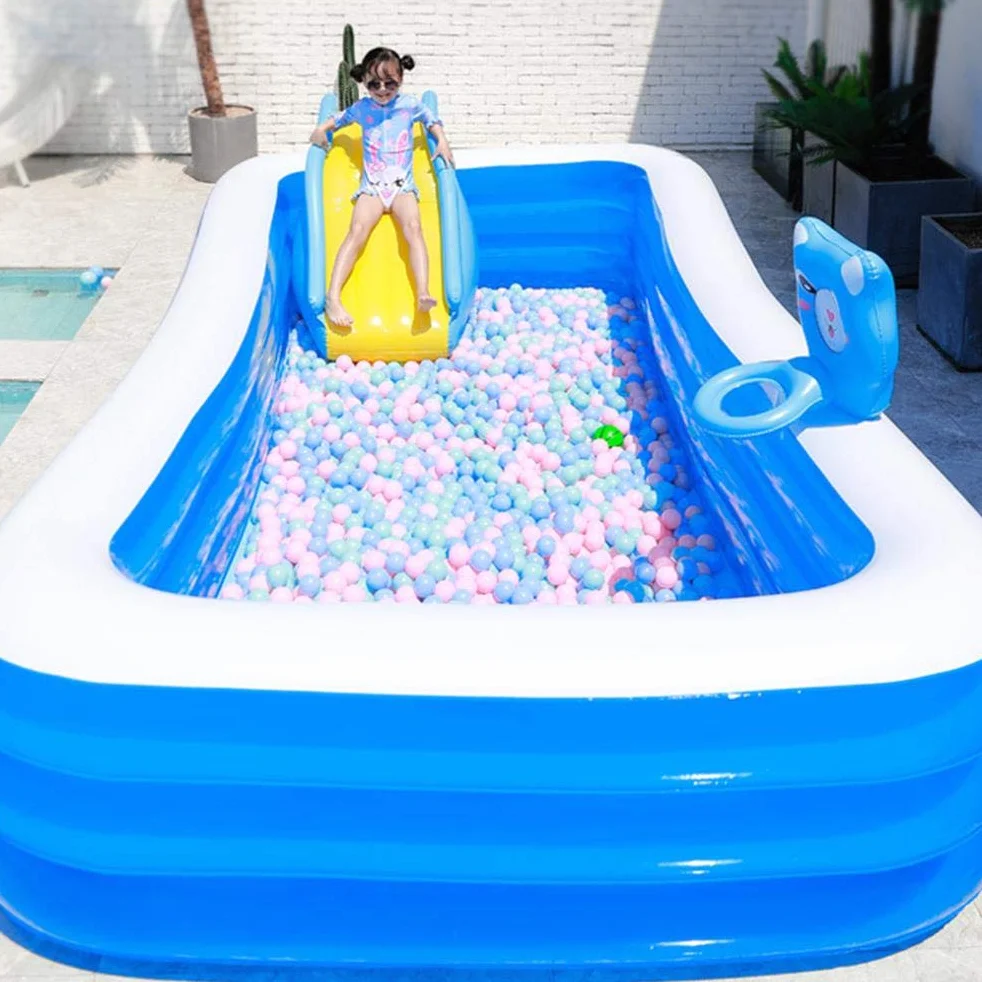 Generic Aufblasbare Wasserrutsche, Kinder-Schwimmbadrutsche, Kinder-Wasserspielspielzeug für den Innen- und Außenbereich, Sommer-Schwimmbadzubehör (Blau)