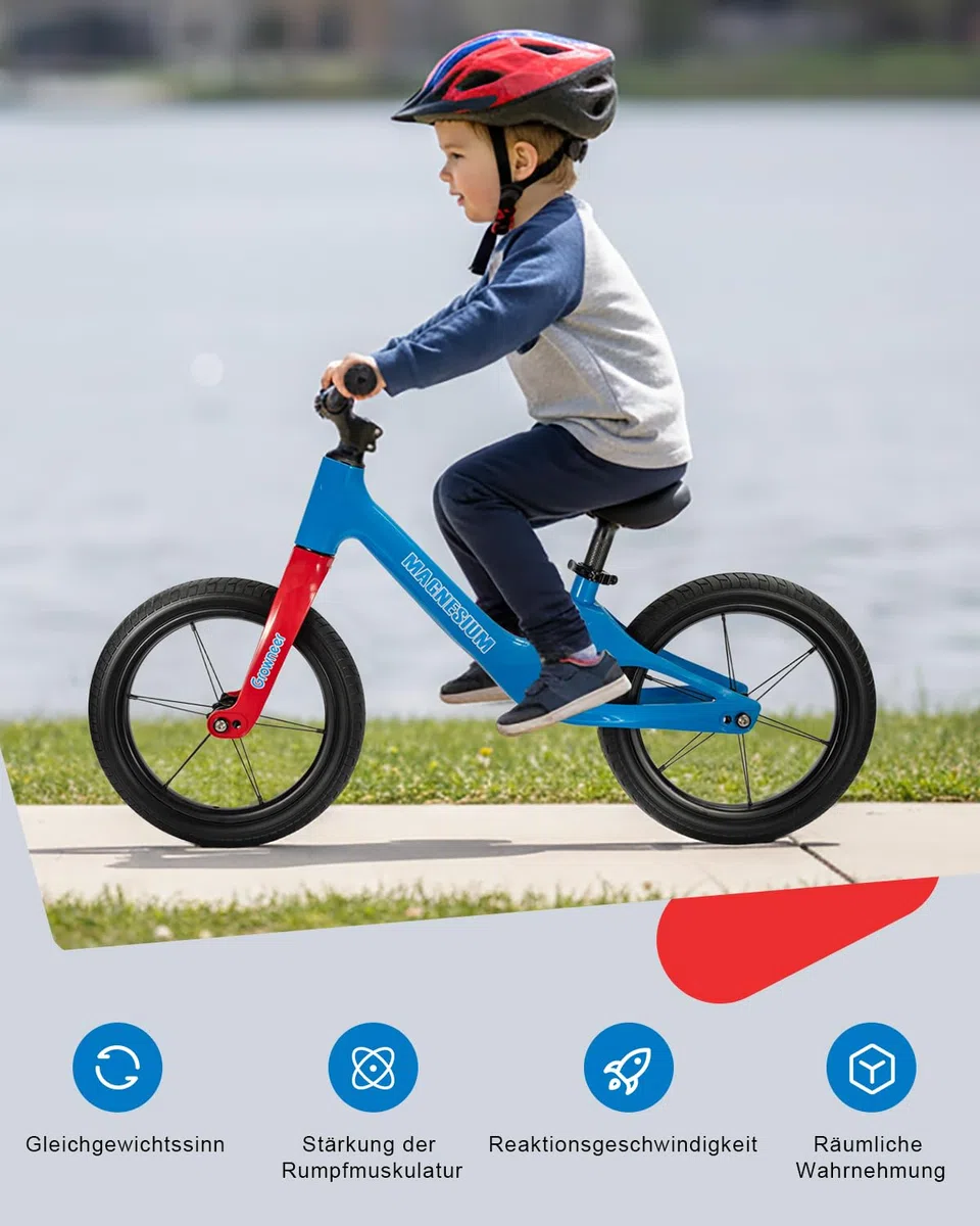 Generisch 14 Zoll Kinder Laufrad ohne Pedale für Jungen und Mädchen, Einteiliger, Leichter Rahmen aus Magnesiumlegierung, höhenverstellbarem Sattel
