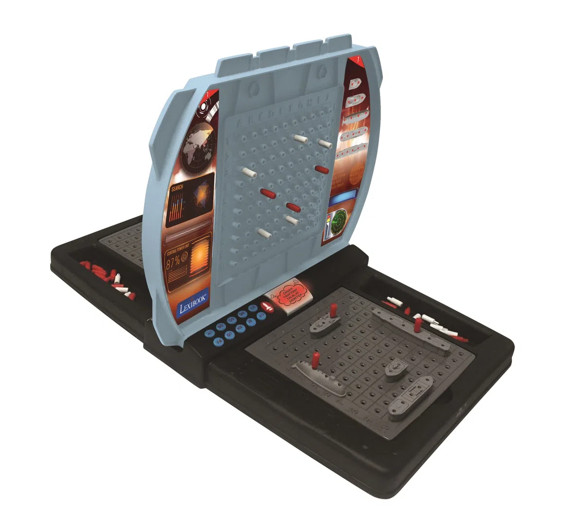 Lexibook, Sprechende Seeschlacht (Tschechisch, Polnisch, Ungarisch, Slowenisch), elektronisches Brettspiel 1 oder 2 Spieler, interaktiv, Licht- und Soundeffekte, Strategie, batteriebetrieben, GT2800i2