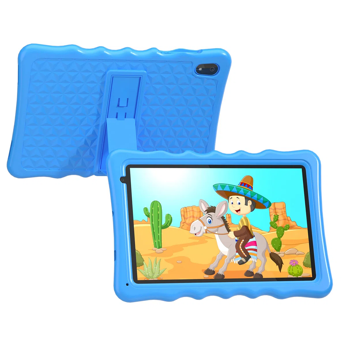 Kinder Tablet 10 Zoll, Android 13 mit 4 GB RAM + 64 GB ROM (TF 512 GB), 5000 mAh, 5G Wi-Fi, BT 5.0, Kids Tablet mit Eva Case - Blau