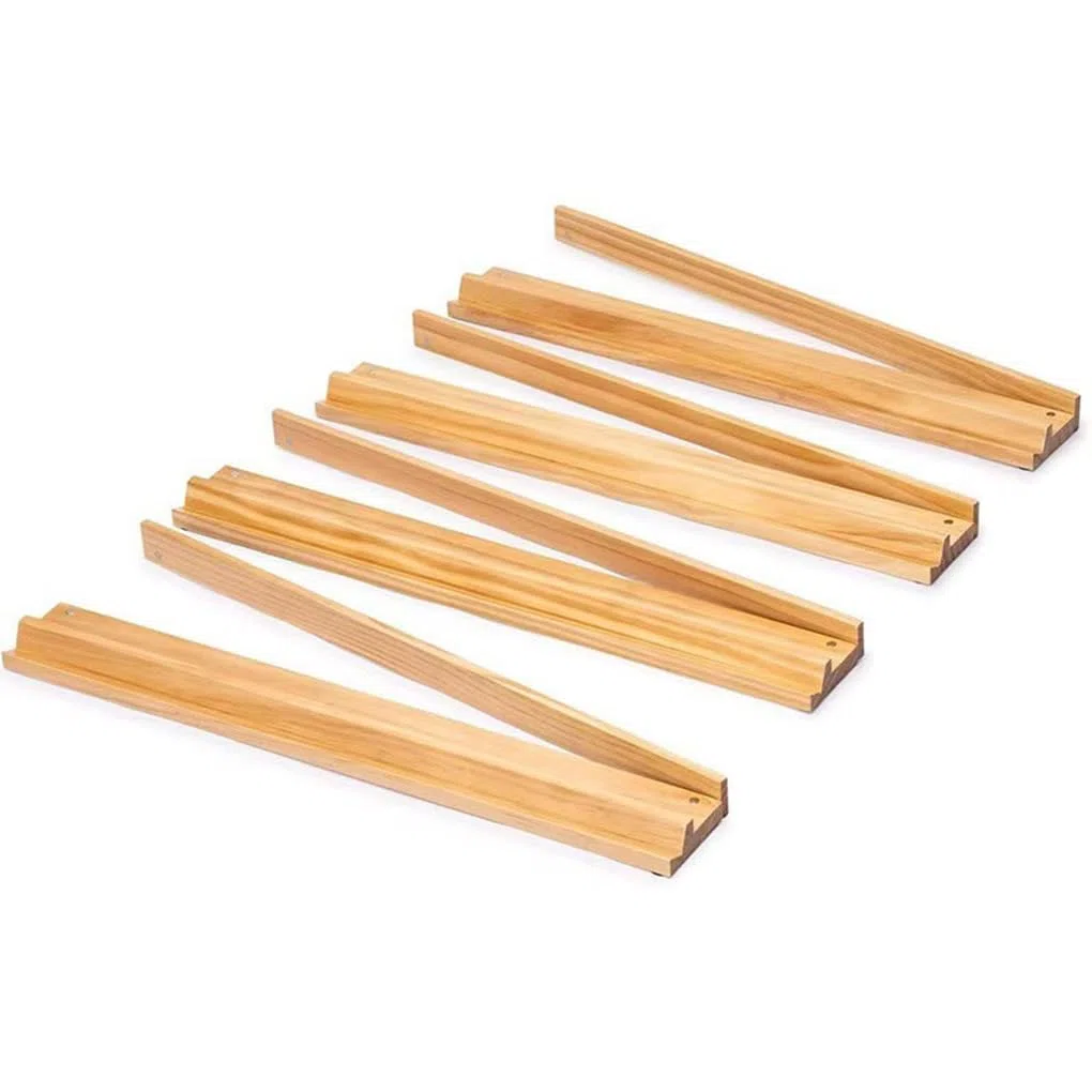 4 teiliges Mahjong Rack aus Holz mit Schiebern, poliert, ohne Zubehör, gelbes Holz, Mahjong Rack mit