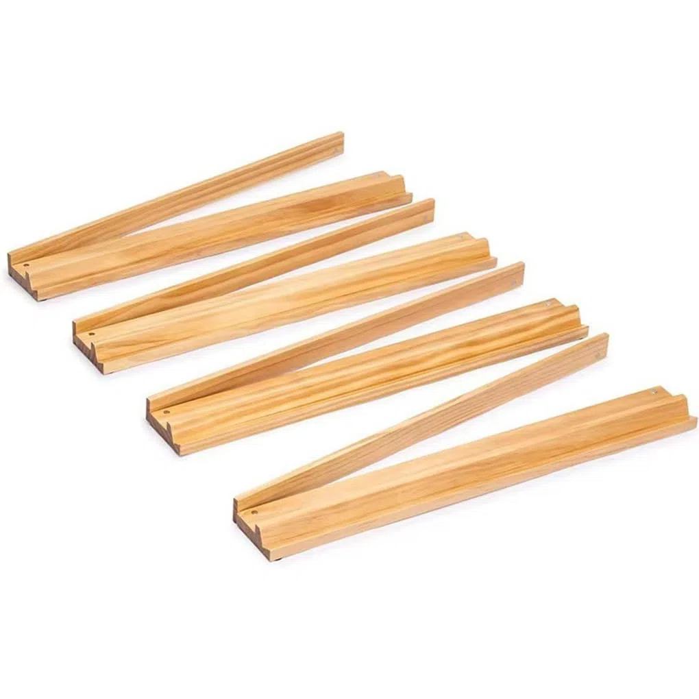 4 teiliges Mahjong Rack aus Holz mit Schiebern, poliert, ohne Zubehör, gelbes Holz, Mahjong Rack mit
