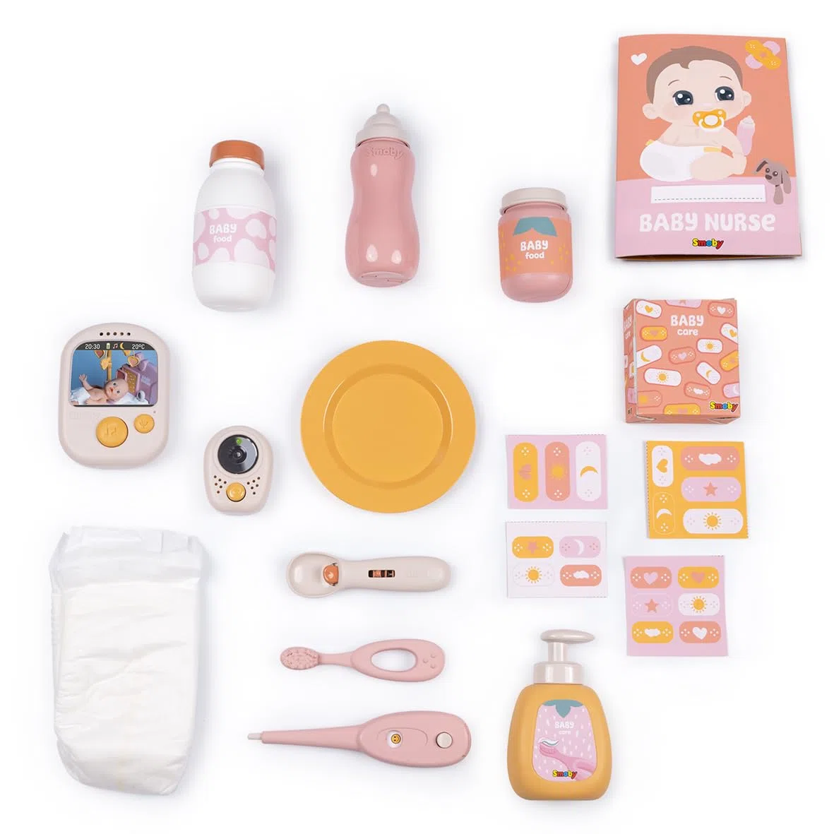 Smoby – Baby Nurse Cocoon 3-in-1 Puppenmöbel – Spielset mit Pflege-, Schlaf- & Essbereich – 16 Zubehörteile – Für Puppen bis 42 cm (Puppe Nicht enthalten), mit recyceltem Material, ab 3 Jahren