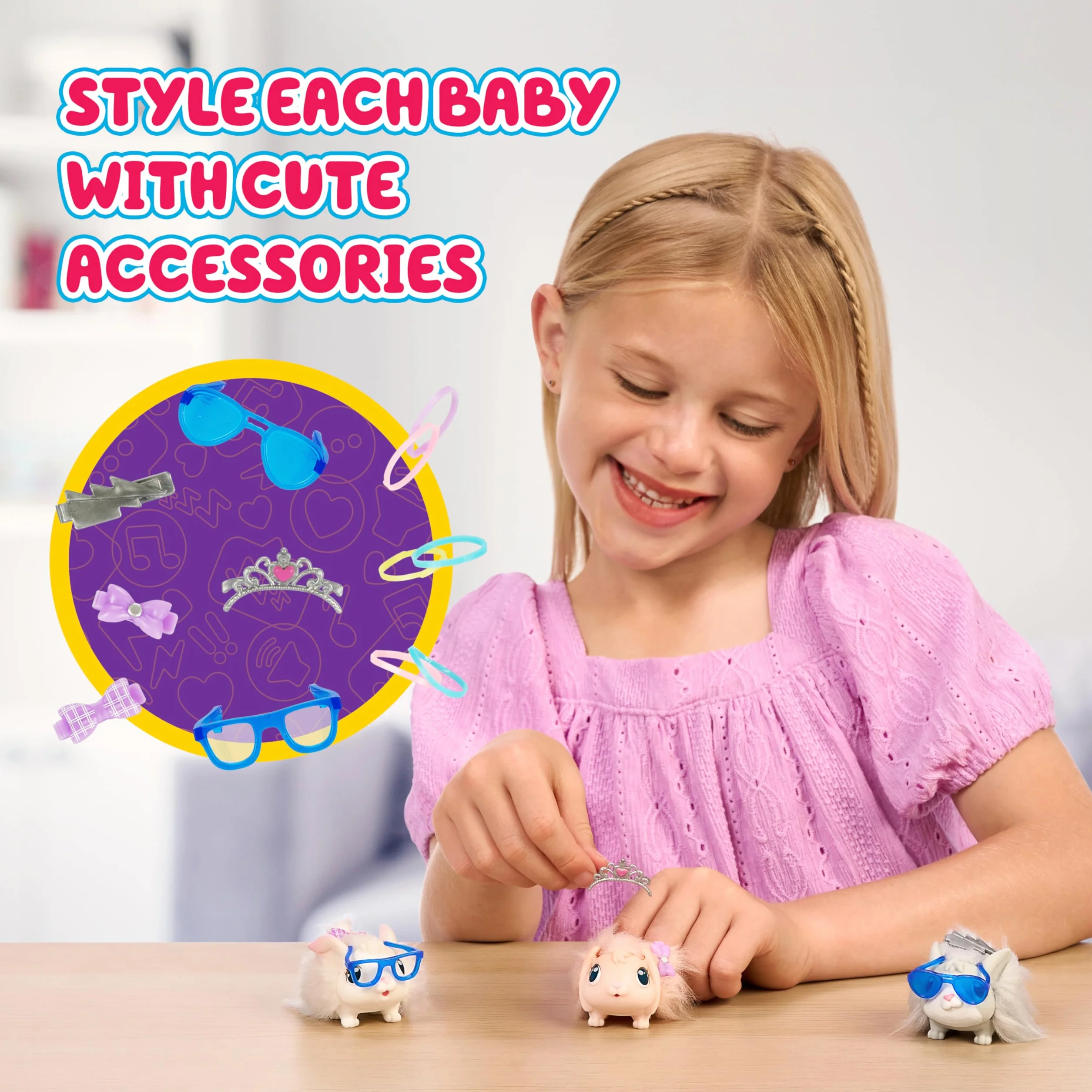 Little Live Pets Mama Surprise Häschen, Mama Häschen zum Füttern & Pflegen – bekommt 3 Babys, Interaktives Spielset mit Mama Häschen & Stall, 20+ Geräusche & Reaktionen, Accessoires zum Stylen