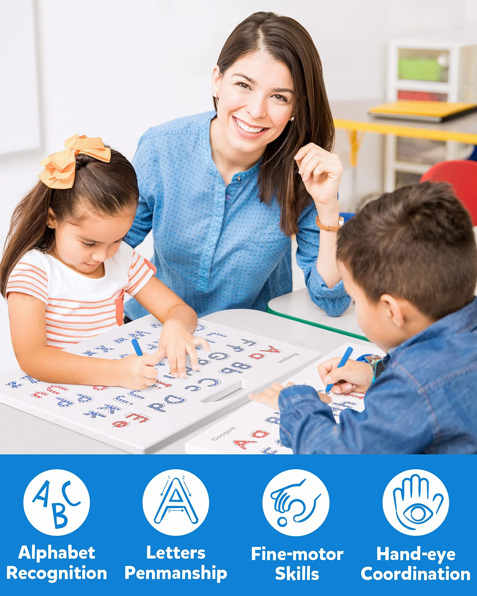 Coogam Magnetische Buchstaben-Übungstafel, Magnete, die ABC-Alphabet-Tafel nachzeichnen, Lernen zu schreiben, Lernspielzeug, Feinmotorik, Montessori-Geschenk für 3 4 5 Jahre alte Kinder