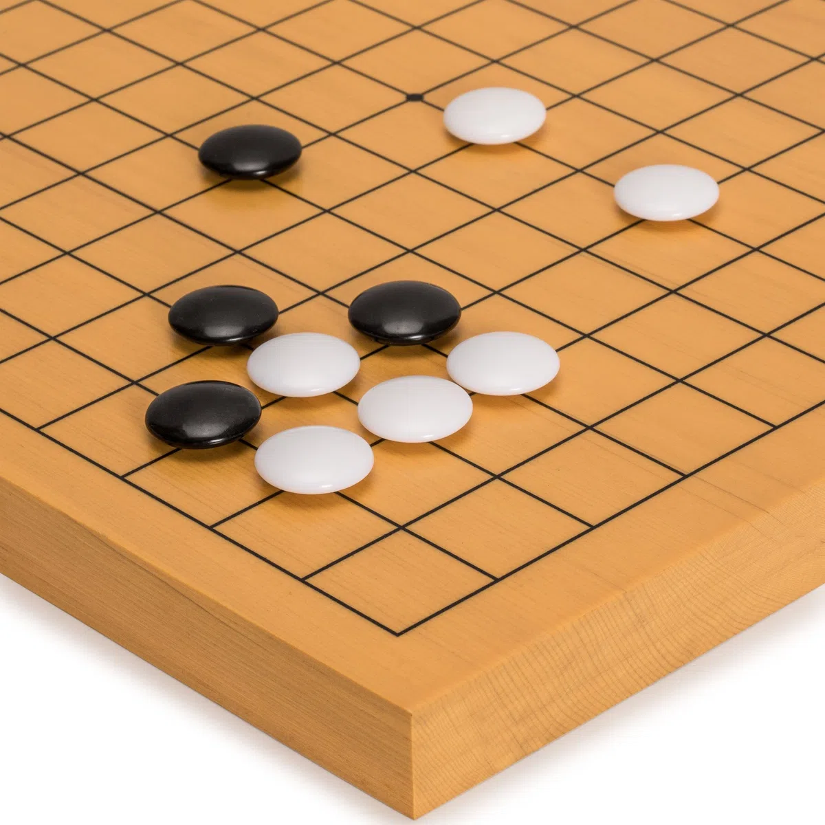 Yellow Mountain Imports Shin Kaya Beginner's Reversible 13x13 / 9x9 Go Game Set Board (2cm) with Double Convex Melamine Stones - Classic Strategy Board Game (Baduk/Weiqi)