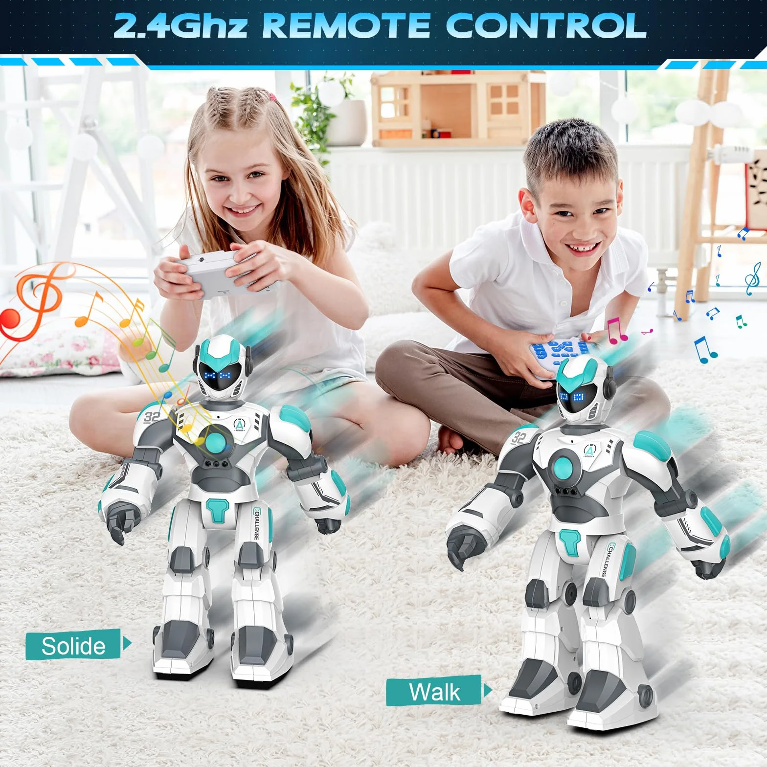 VATOS Roboter Kinder Spielzeug, 40CM Groß Ferngesteuerter , Programmierbar RC Roboter mit Gesten- und Sprachsteuerung, Interaktiver Intelligenter Tanzen Singen Geschenke für ab 3 Jahren