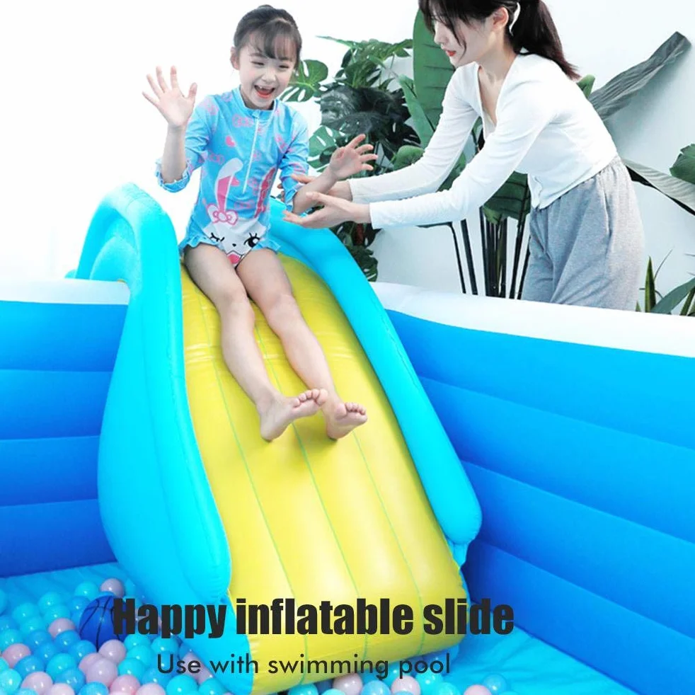 Generic Aufblasbare Wasserrutsche, Kinder-Schwimmbadrutsche, Kinder-Wasserspielspielzeug für den Innen- und Außenbereich, Sommer-Schwimmbadzubehör (Blau)