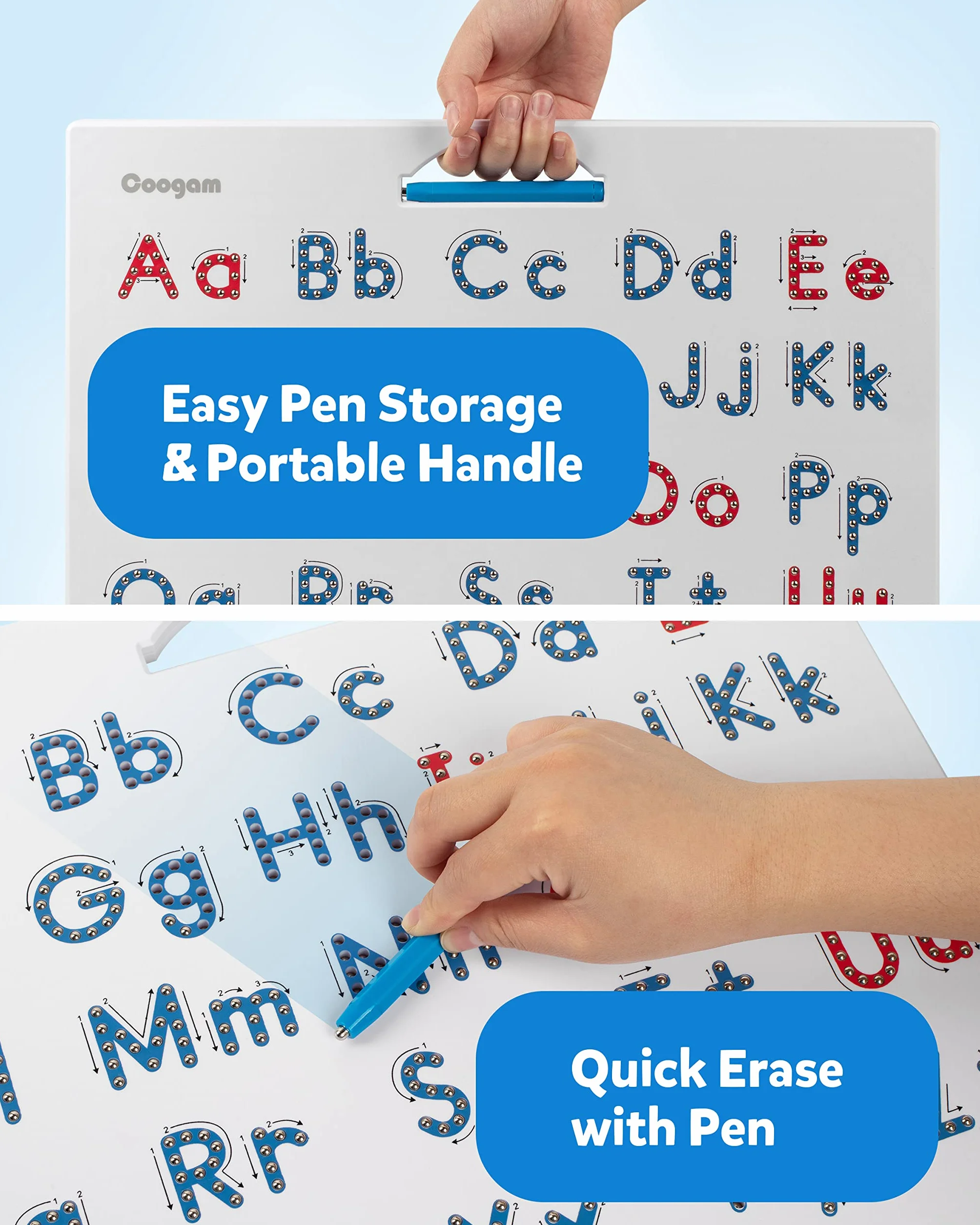 Coogam Magnetische Buchstaben-Übungstafel, Magnete, die ABC-Alphabet-Tafel nachzeichnen, Lernen zu schreiben, Lernspielzeug, Feinmotorik, Montessori-Geschenk für 3 4 5 Jahre alte Kinder