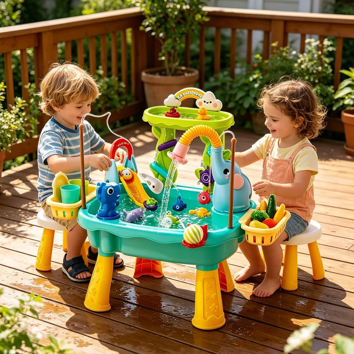 Wassertisch mit Elektropumpe | Angelspielzeug mit Elektropumpe | Spielzeug-Küchenspüle für draußen | Für Und Mädchen Garten Hinterhof Terrasse Camping Kita Zuhause Badezimmer Spielzimmer