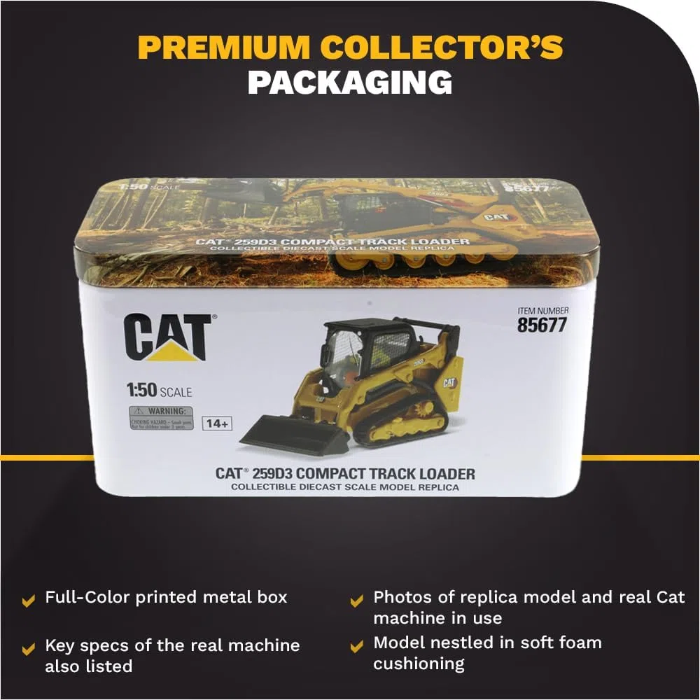 Diecast Masters 85677 - Cat 259D3 Multi Terrain Loader, Maßstab 1:50, ab 14 Jahren, in Blechdose, für Sammler geeignet