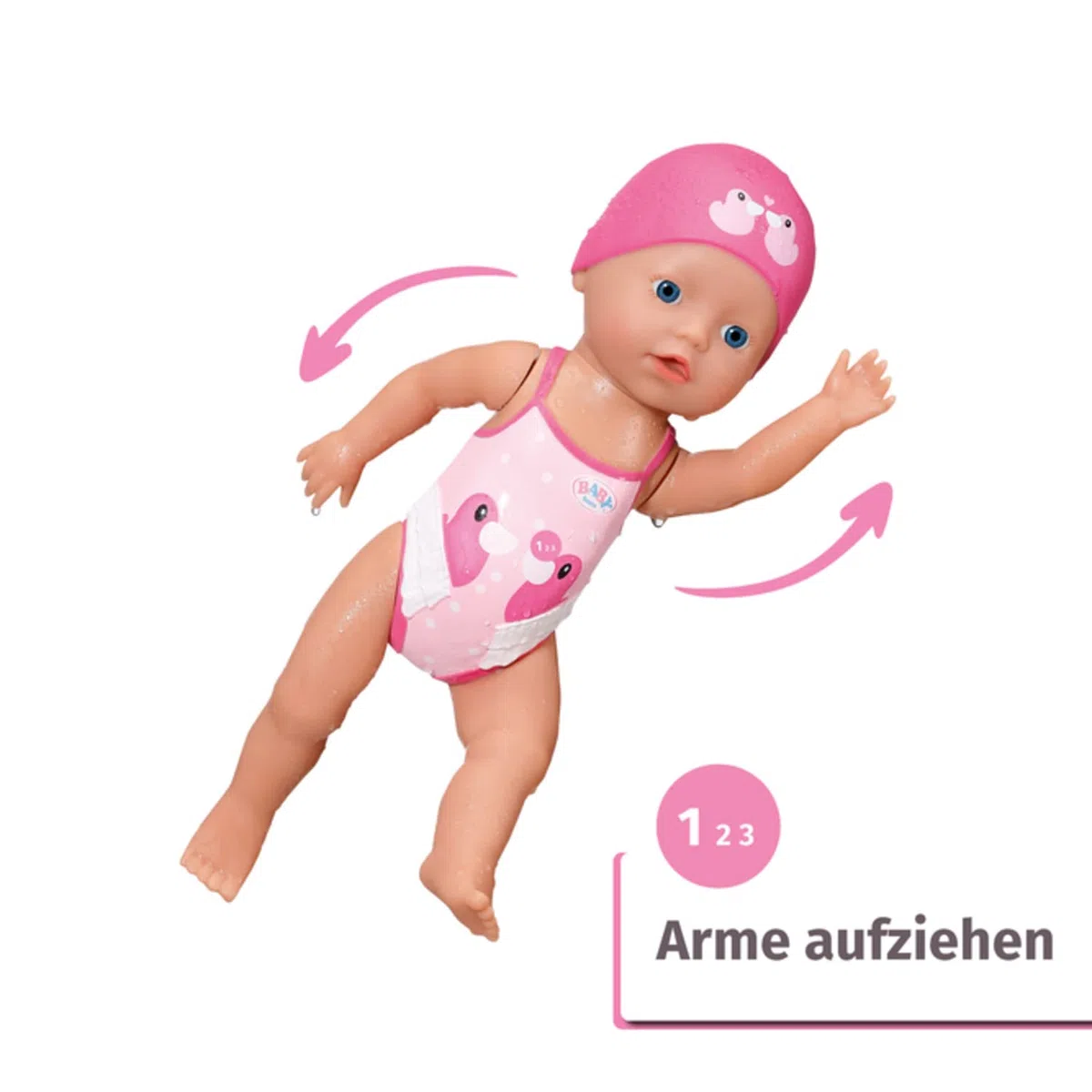 BABY Born Schwimmende Lizzie 30cm, Aufzieh-Badepuppe, wasserfest, funktioniert ohne Batterien, 30 cm große Puppe, 835302 Zapf Creation