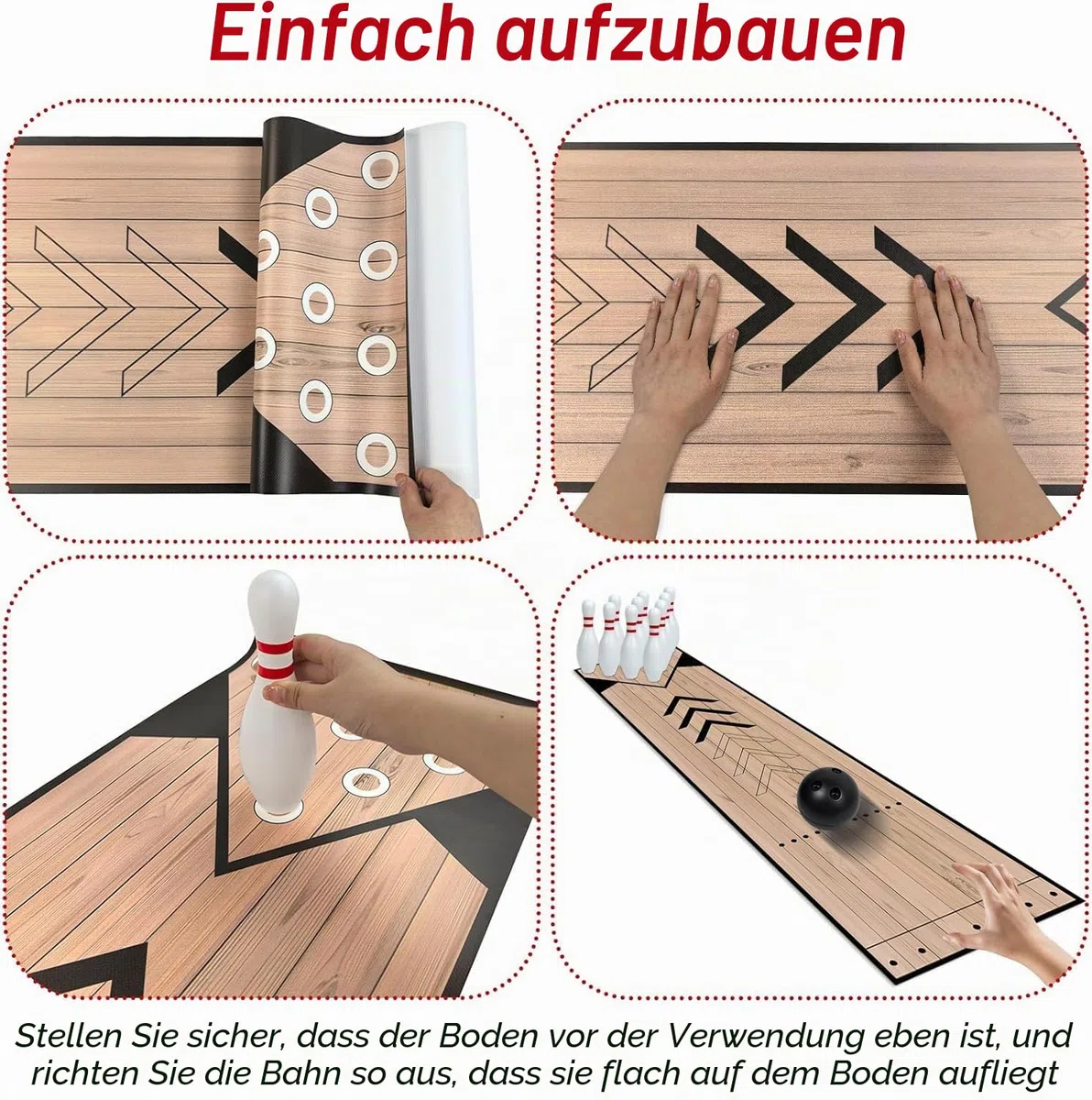 Mini Bowling Set, Indoor Outdoor Home Bowling Set, Bowlingbahn Set mit Lane, Bowling Pins & Ball Set, Full Bowlingbahn Set für Familie Freunde