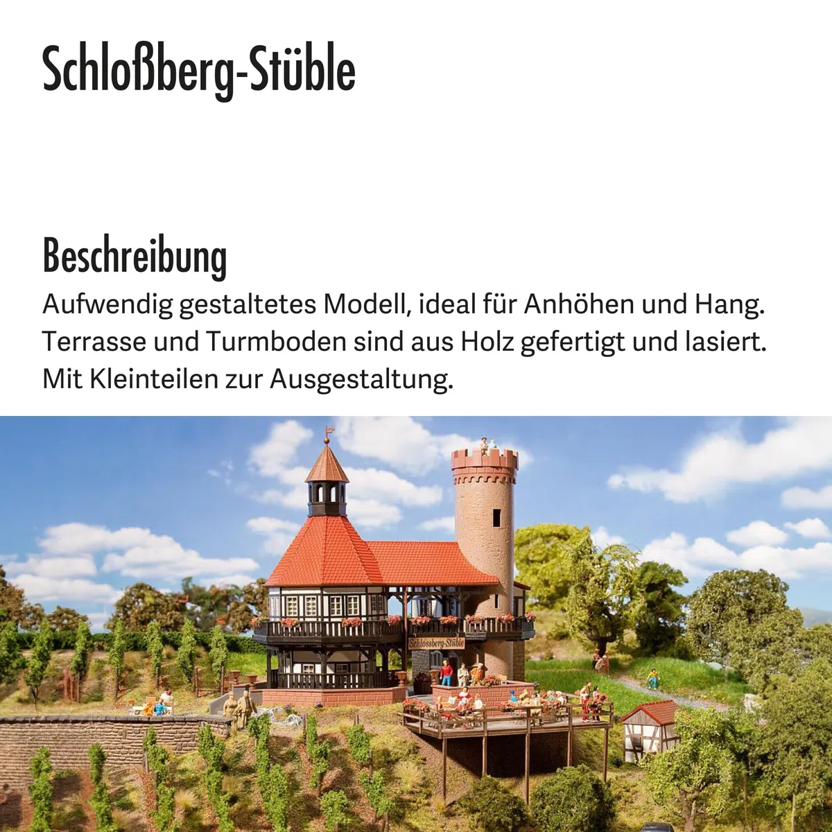 Faller Schloßberg-Stüble Modellbausatz mit 324 Einzelteilen 203 x 200 x 180 mm I Modelleisenbahn Zubehör H0 I Modelleisenbahn H0 Stüble mit Turm