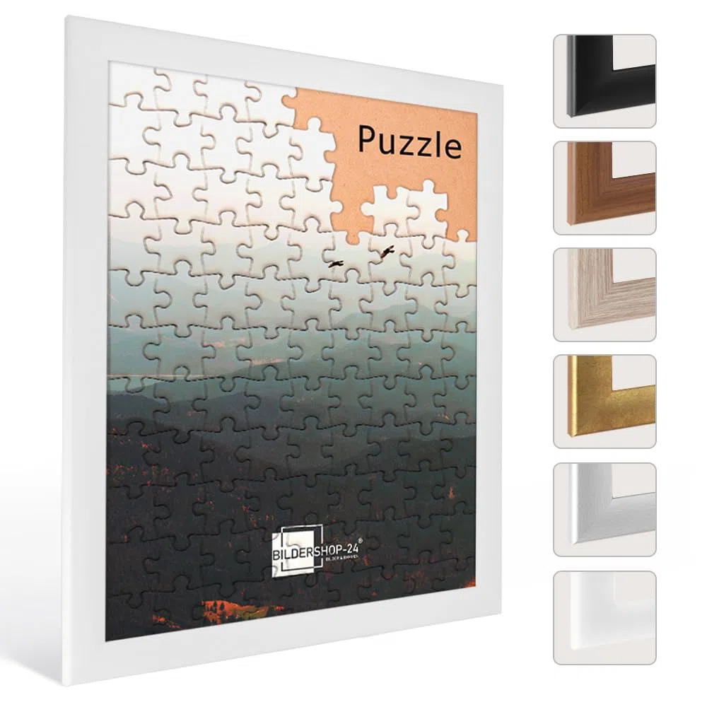 Bildershop-24 Puzzlerahmen Valencia Weiß (matt) 37,5x98cm 98x37,5cm (ca. 1000 Teile) ANTIREFLEX Entspiegelt