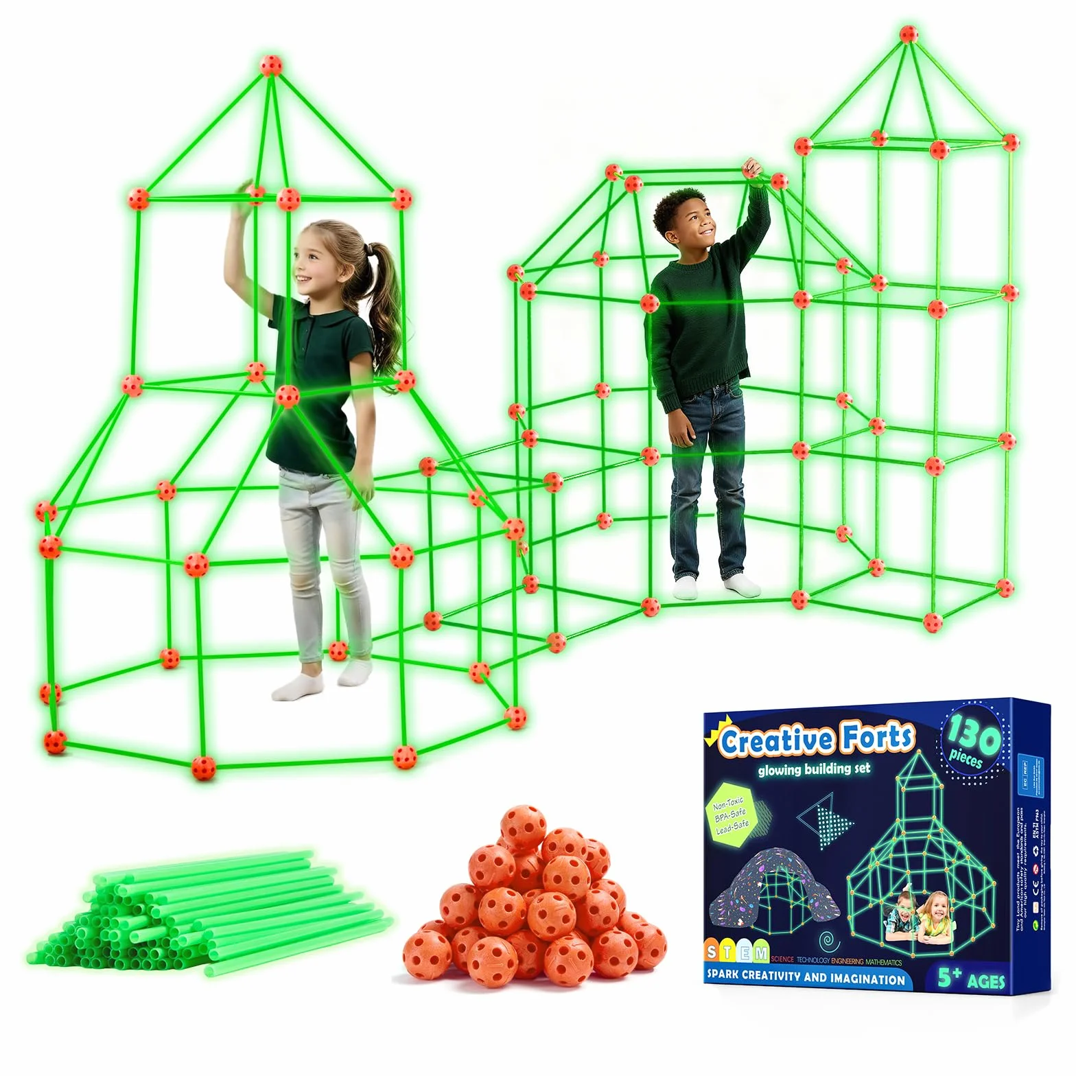 Tiny Land Höhle Bauen Kinder Konstruktionsspielzeug Im Dunkeln Leuchtendes | 130PCS Höhlenbauset, DIY Kreatives Bauset Für Kinder, Outdoor Spielzeug Gartenspielzeug für 5+ ahre alt Junge & Mädchen
