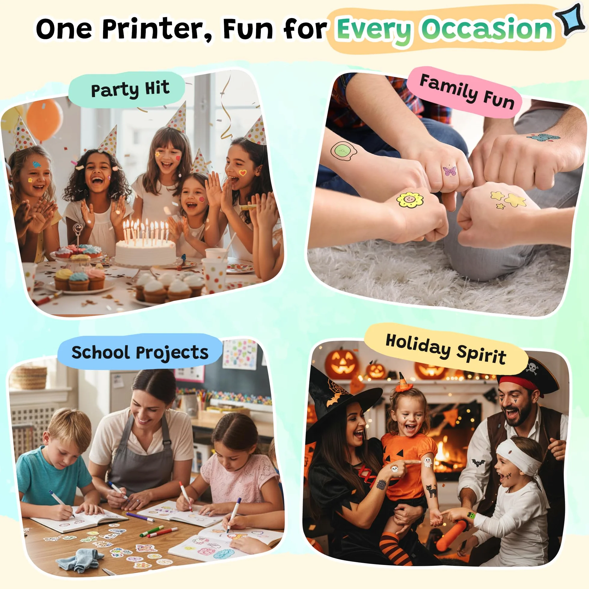 TATTMUSE Temporärer Tattoo Maker für Kinder, Temporäre Tattoos Maschine Set Kinder mit 40 Tattoo Papieren und 4 Markern, Mini Geschenk Spielzeug für mädchen 6 7 8 9 10 11 12 Jahre
