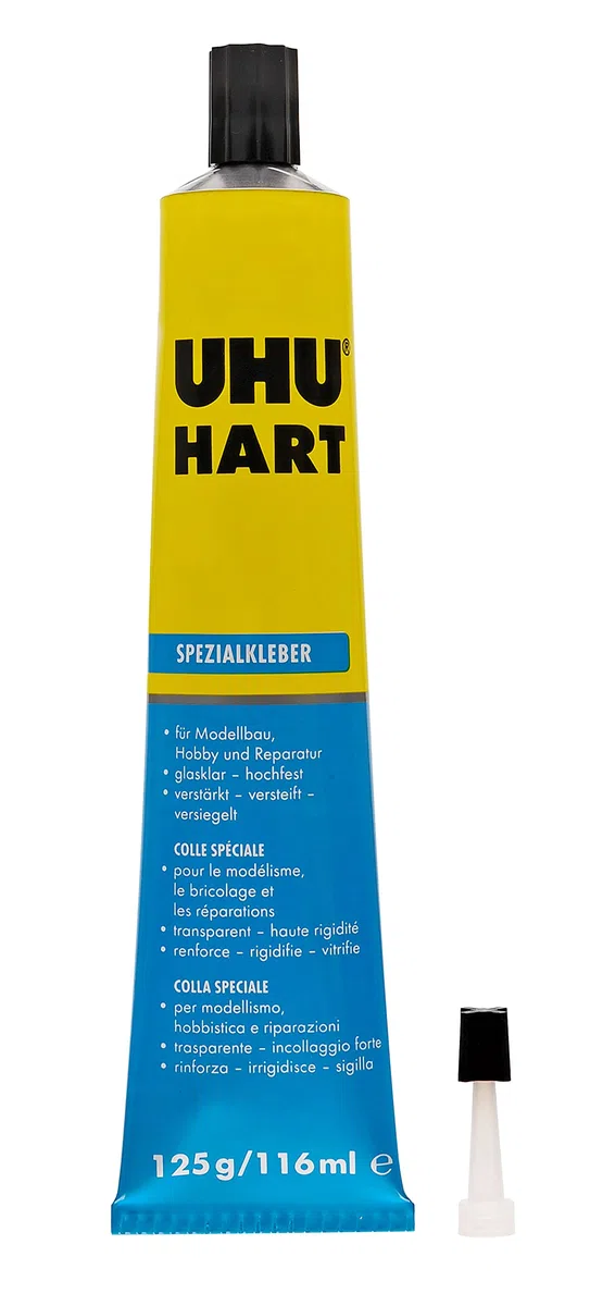 UHU 45525 hart Tube, Schnell trocknender Spezialkleber für kleinteilige Bastelarbeiten oder Modellbau,mit feiner Dosierspitze, Dosierspitze, 125 g (5)