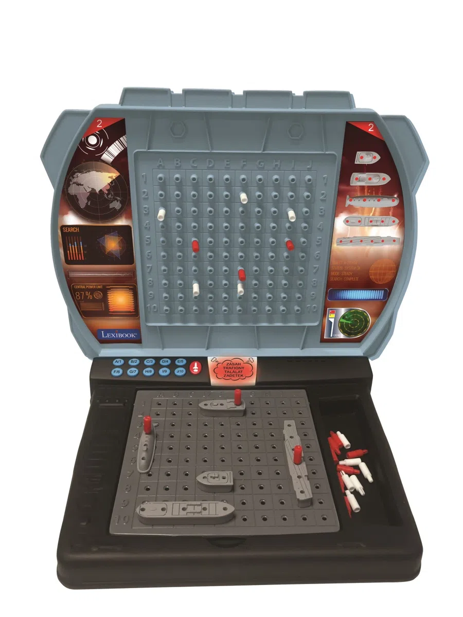 Lexibook, Sprechende Seeschlacht (Tschechisch, Polnisch, Ungarisch, Slowenisch), elektronisches Brettspiel 1 oder 2 Spieler, interaktiv, Licht- und Soundeffekte, Strategie, batteriebetrieben, GT2800i2