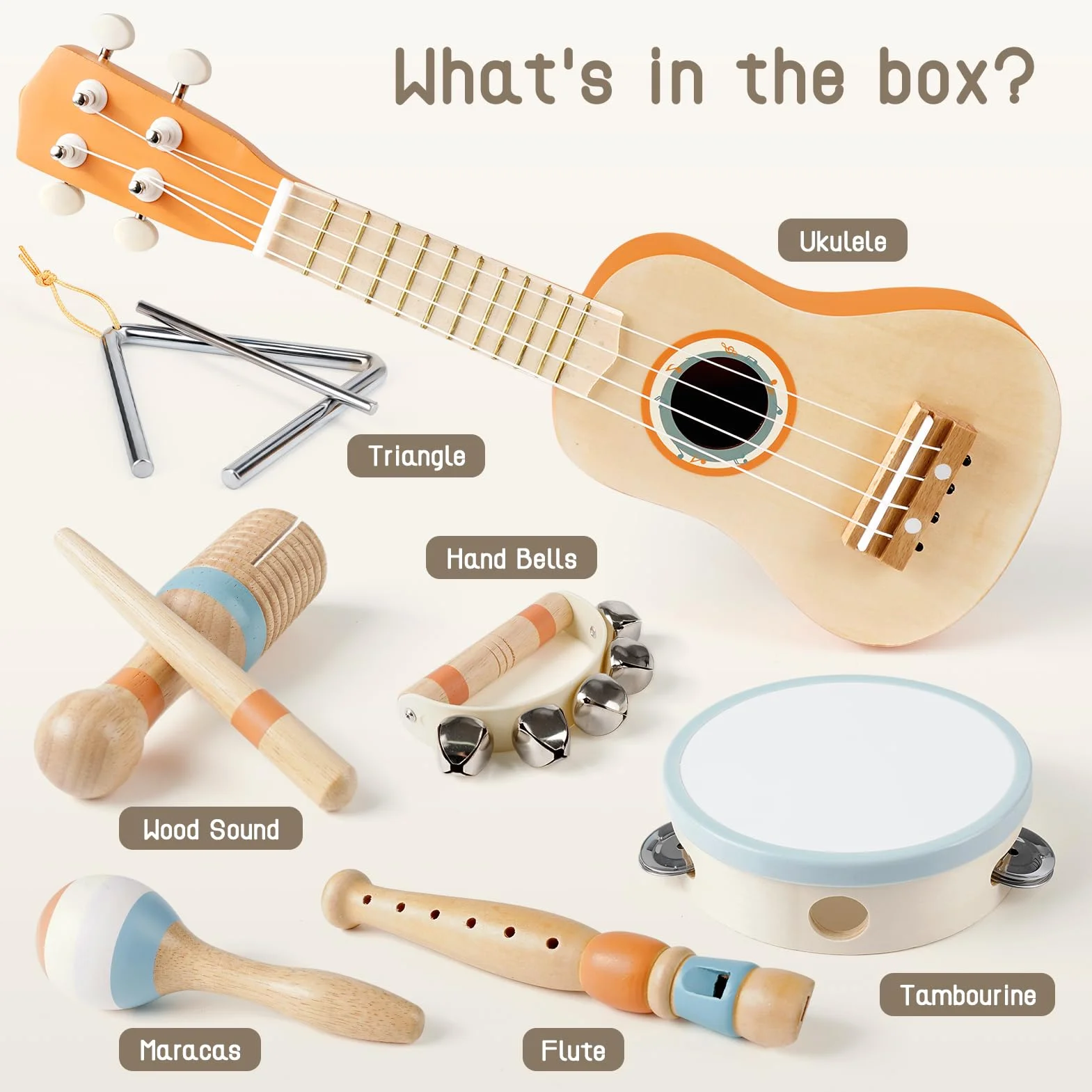 Kindergitarre Musikinstrumente für Kinder Kinderspielzeug Ukulele Maracas Schlagzeug Kinder Holzspielzeug Montessori Spielzeug Baby Spielzeug 2 3 4 Jahre