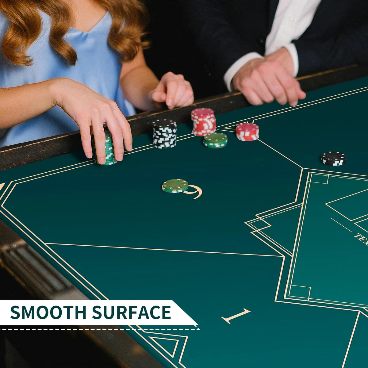 LaiEr 60/80/100/120/140/160cm Quadratische Poker Matte Texas Hold'em Poker Gummimatte Poker Topper für Tische Faltbare Tragbare Poker Tischplatte Layoutw für Poker Spiele Blackjack Casino(140 * 140cm)