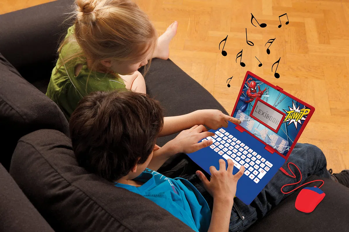 Lexibook JC598SPi13 Lern- und zweisprachiger Laptop Arabisch/Englisch Spielzeug für Kind Kid 124 Aktivitäten, Lernen Spiele und Musik mit Spider-Man-Rot/Blau