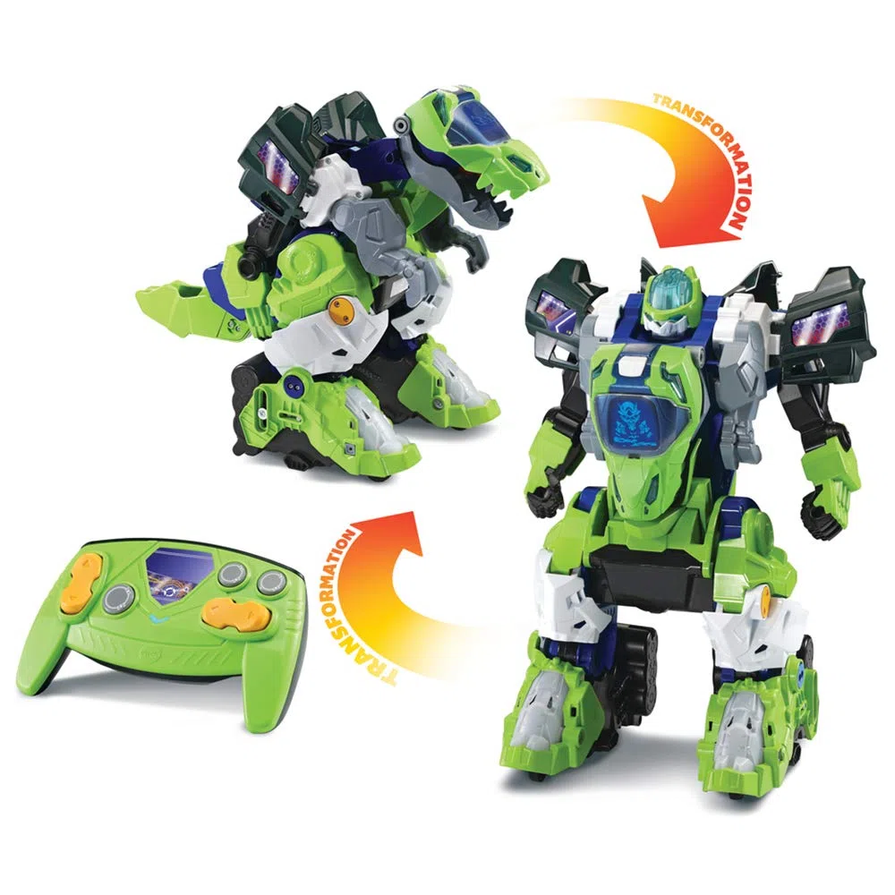 VTech - Switch & Go Dinos, Maxi Dinosaurier mit Geräusch, Ferngesteuerter Furio, der Mega T-Rex Roboter, 2-in-1-Spielzeug, umwandelbar mit 1 klick, Geschenk für Kinder ab 4 Jahren – Inhalt auf
