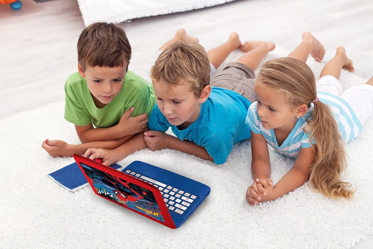 Lexibook JC598SPi13 Lern- und zweisprachiger Laptop Arabisch/Englisch Spielzeug für Kind Kid 124 Aktivitäten, Lernen Spiele und Musik mit Spider-Man-Rot/Blau