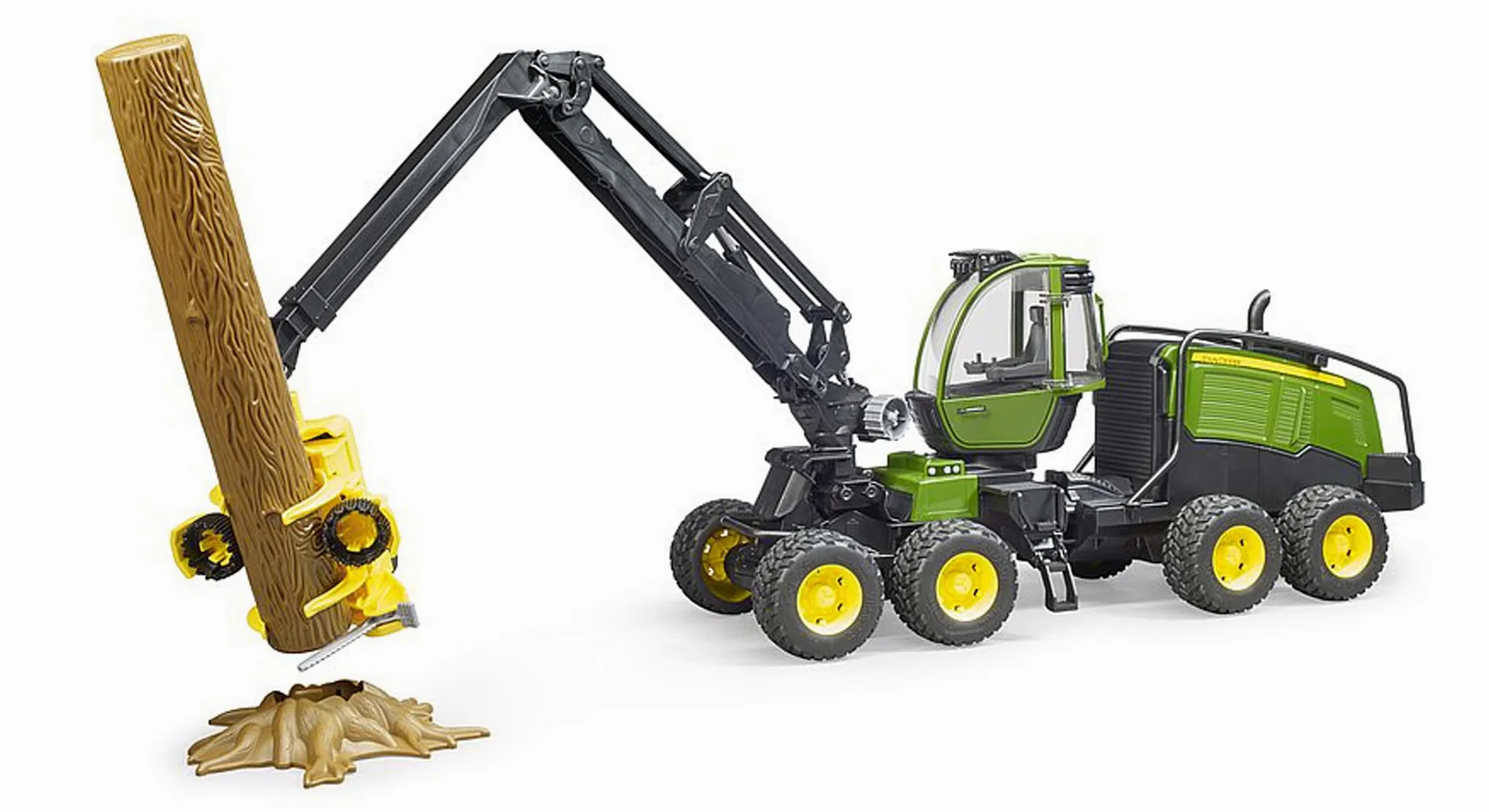 bruder 02135 - John Deere 1270G Harvester mit 1 Baumstamm - 1:16 Fahrzeug, Bauernhof, Landwirtschaft, Forstwirtschaft, Waldarbeit, Traktor, Trecker, Schlepper, Bulldog, Holztransporter, Spielzeug