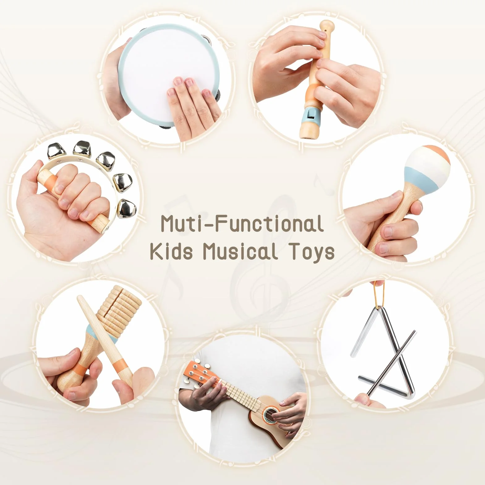 Kindergitarre Musikinstrumente für Kinder Kinderspielzeug Ukulele Maracas Schlagzeug Kinder Holzspielzeug Montessori Spielzeug Baby Spielzeug 2 3 4 Jahre