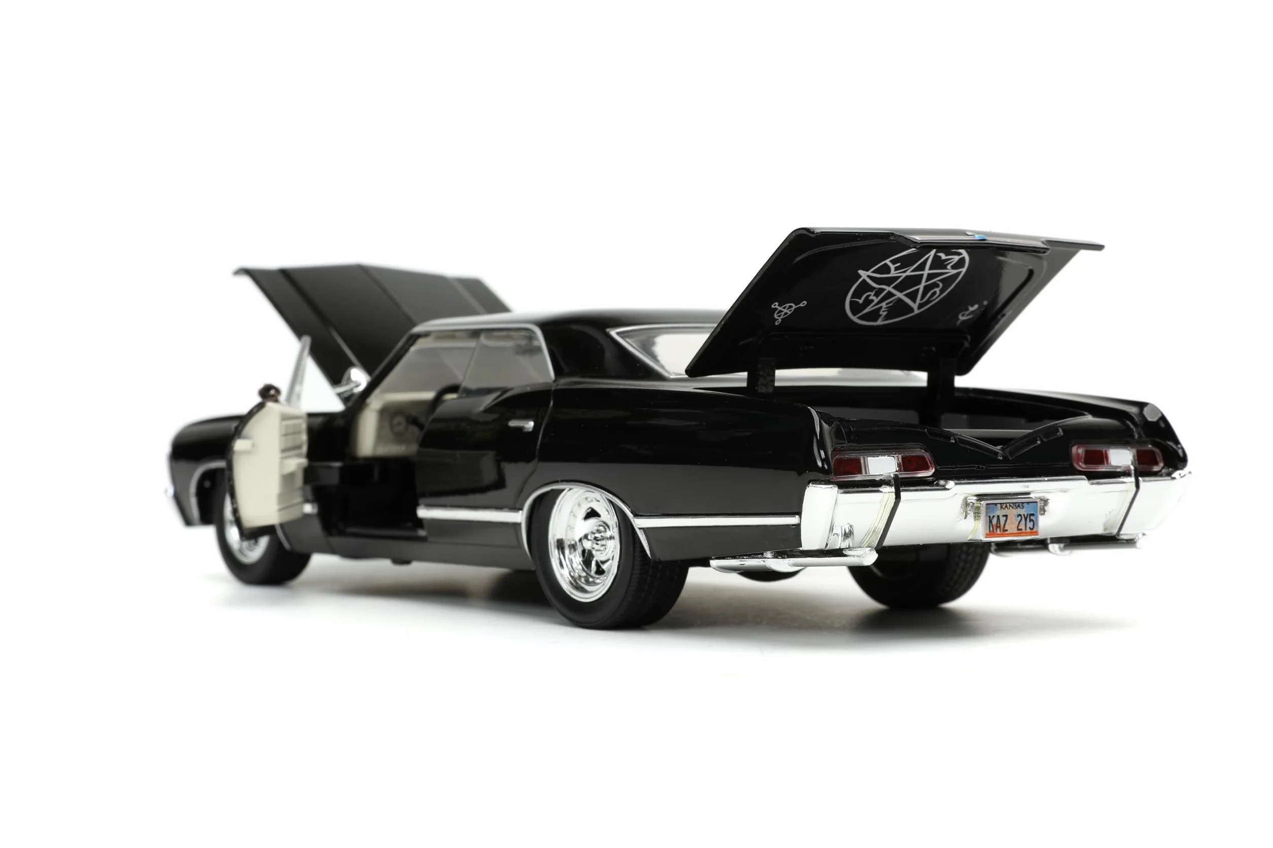 Jada 32250 Supernatural 1967 Impala SS Sport Limousine mit Dean Winchester Figur Maßstab 1:24 Druckguss Modellauto