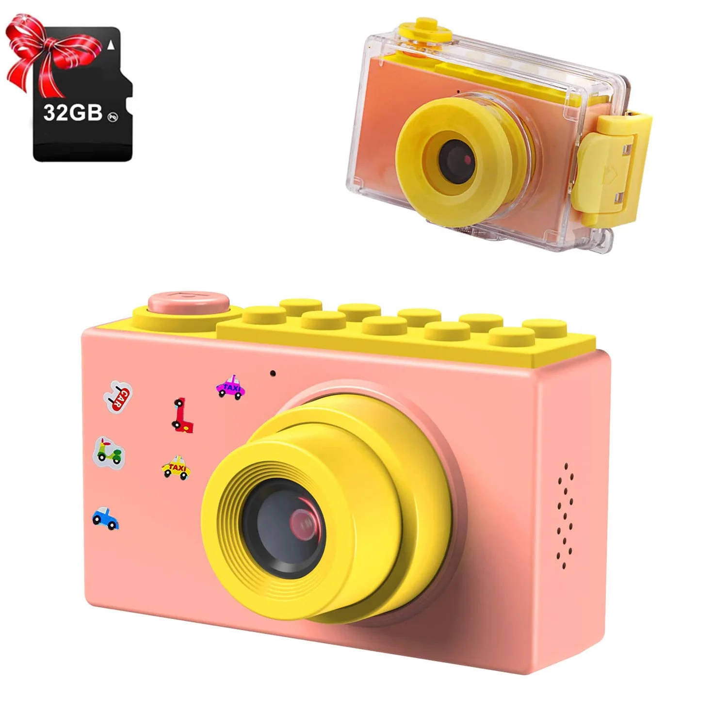 ShinePick Fotoapparat für Kinder, Wasserdicht / 8MP / HD 1080P / 2 Inch Bildschirm / Foto & Video / Rahmen / Filter, Digitalkamera mit Speicherkarte, Geschenke (Rosa)