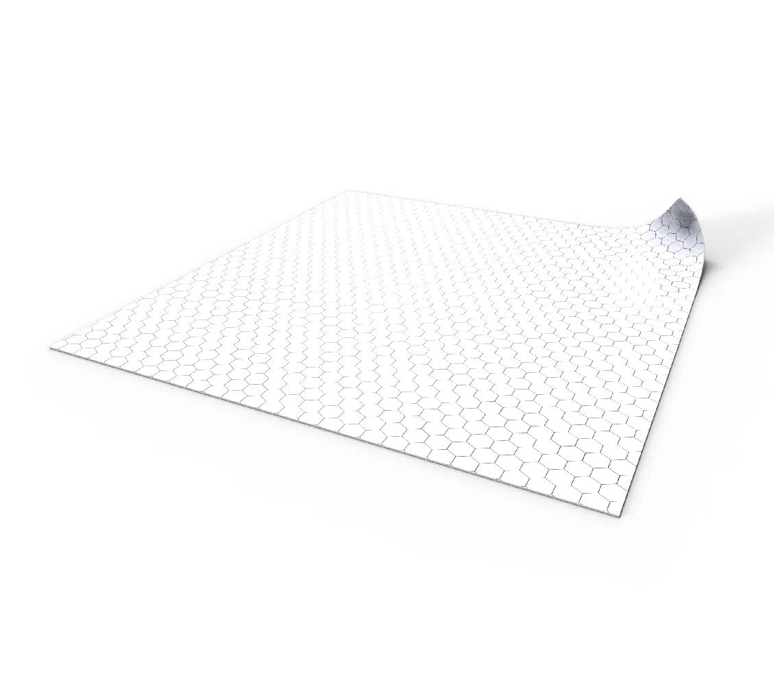 Dry-Erase RPG mat 80x80cm with hex Grid - Dry Wipe battlemat for Role Playing Games, Dungeons and Dragons (D&D), Pathfinder - White