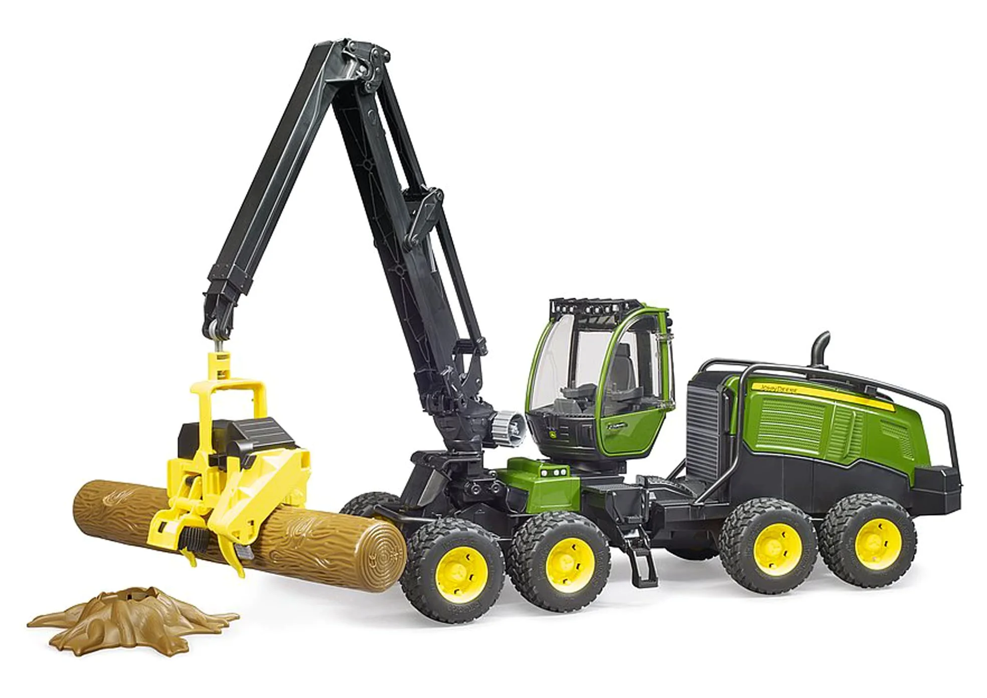 bruder 02135 - John Deere 1270G Harvester mit 1 Baumstamm - 1:16 Fahrzeug, Bauernhof, Landwirtschaft, Forstwirtschaft, Waldarbeit, Traktor, Trecker, Schlepper, Bulldog, Holztransporter, Spielzeug