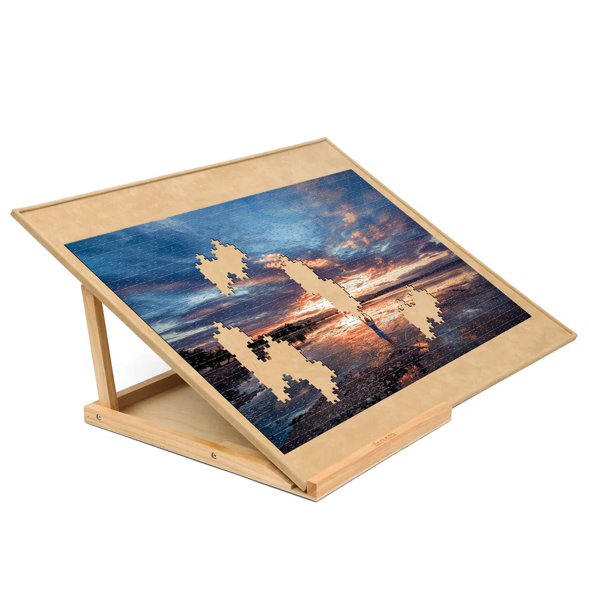 Becko Puzzlebrett und Halterung, Set aus Holz, Puzzle-Ständer, mit Puzzlebrett für bis zu 1000 Teile