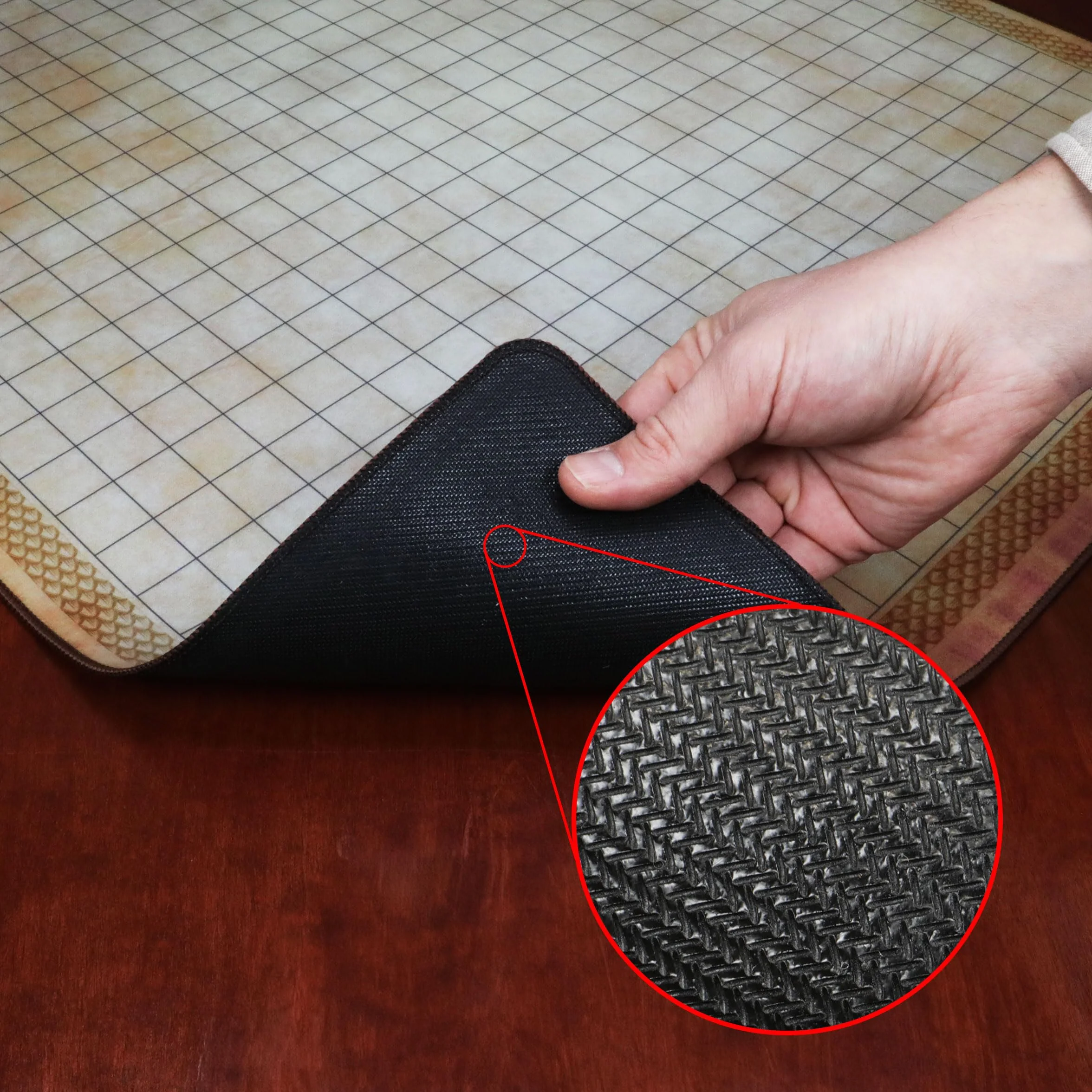 ENHANCE Deluxe RPG-Gittermatte - Tisch-DND-Karte (61 x 91,4 cm), trocken abwischbare Rollenspielmatte, komplettes Gaming, löschbare Kampfgitter-Spielmatte aus Pergament mit Reisetasche, Marker-Set